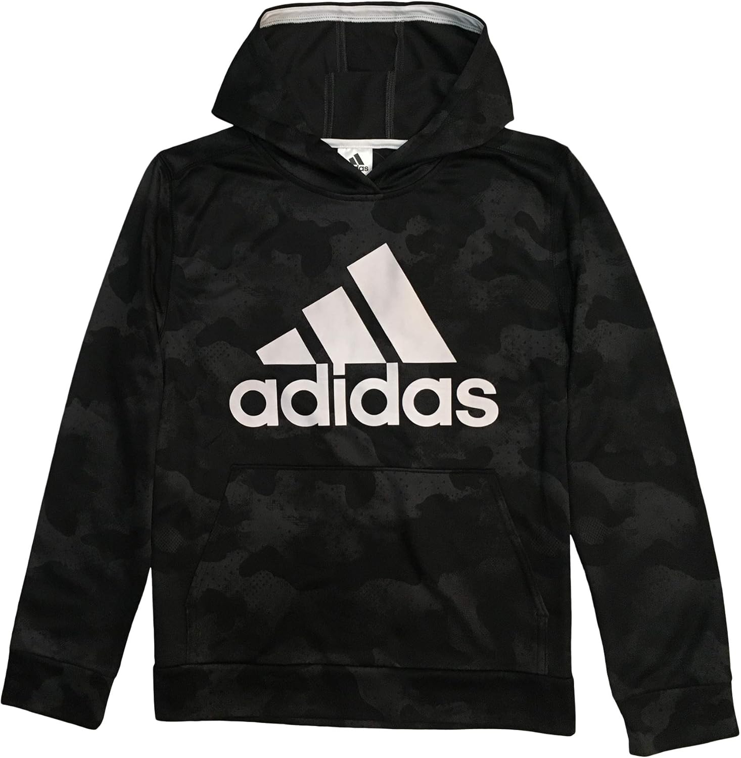 adidas Boys' Active Sport Athletic Pullover Hooded Sweatshirt (Black Camouflage, Large)