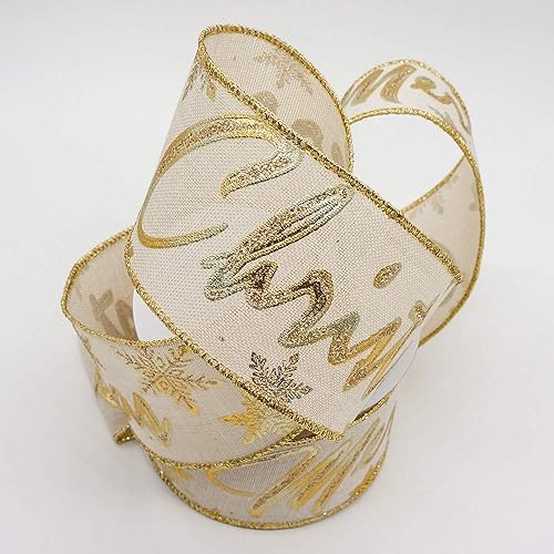 Miniatura 3 de CT CRAFT LLC Cinta con alambre de Navidad, para decoración del hogar, envoltura de regalos, manualidades de bricolaje, 2.5 pulgadas x 10 yardas x 1