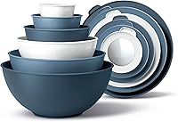 Vista 47 de COOK WITH COLOR - Tazones para mezclar anidables, juego de 12 tazones de plástico con tapas, aptos para microondas (menta degradada)