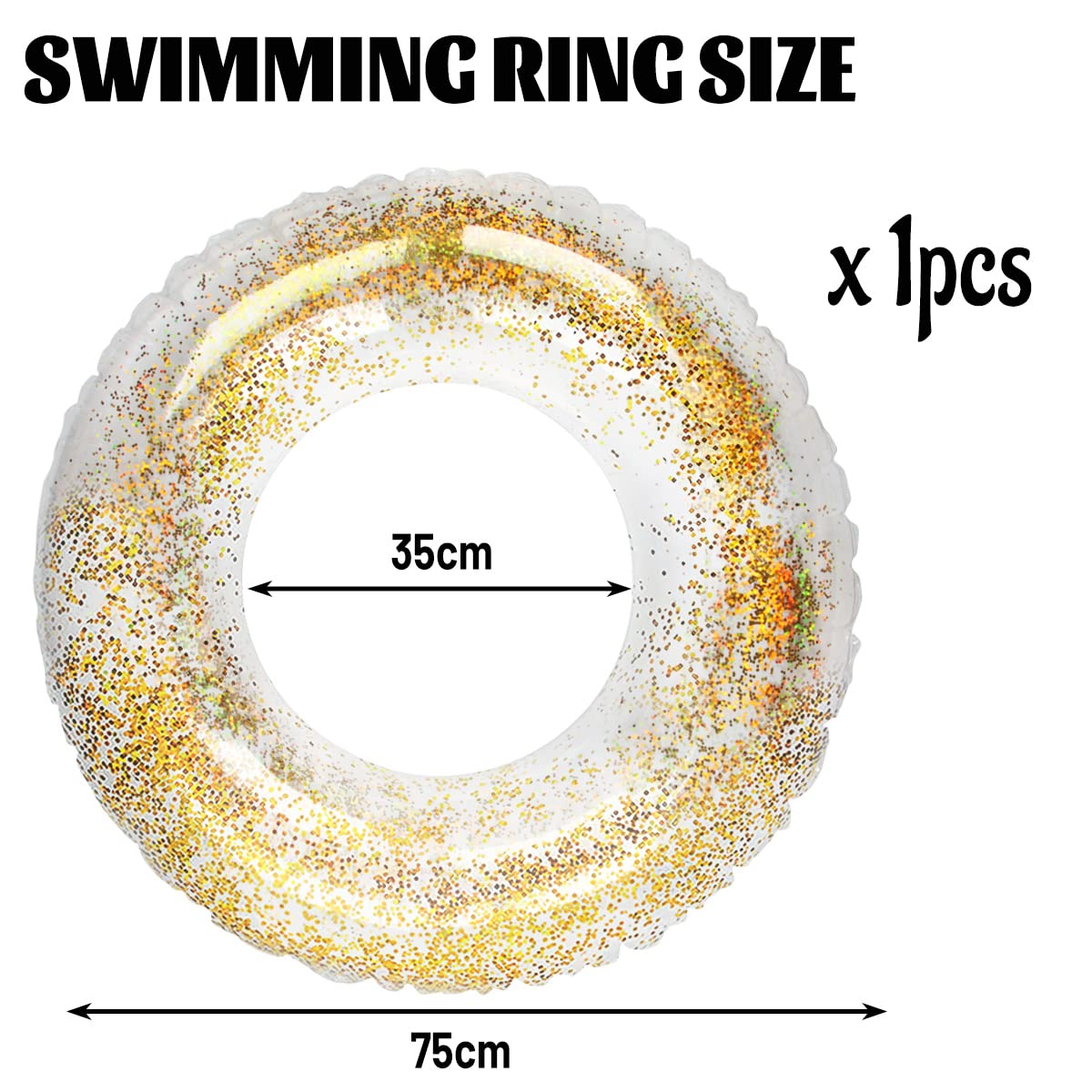 RosyFate Anneau De Natation Gonflable Plume 90cm Transparent - Bouée Piscine Adulte Enfant