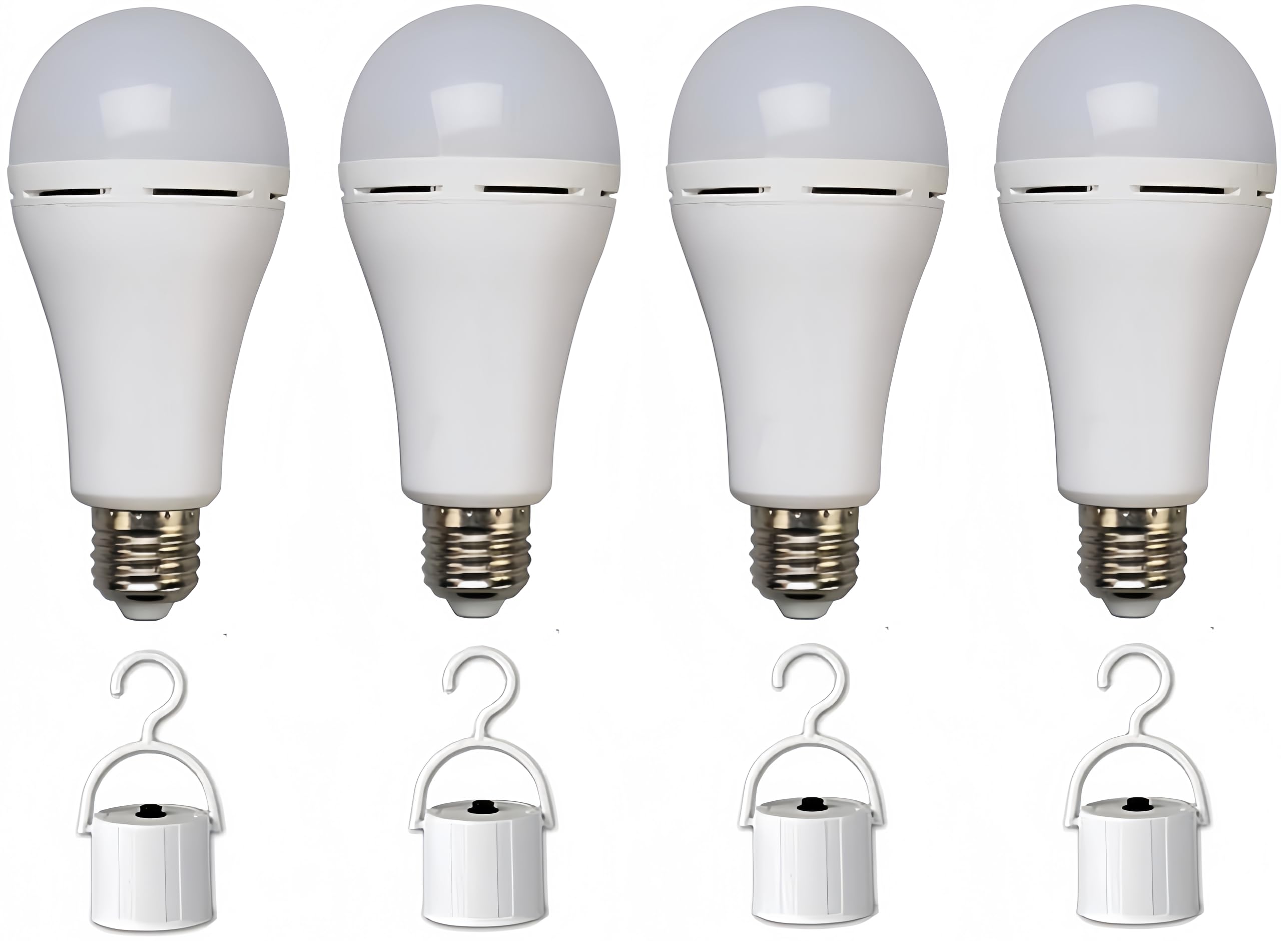Emergency LED Light Bulb 5W 6500K Daylight, Portable & Rechargeable with Battery Backup, Ideal for Power Outages, Hurricanes, Home, and Camping, 40W Equivalent with Hook Switch,4-Pack