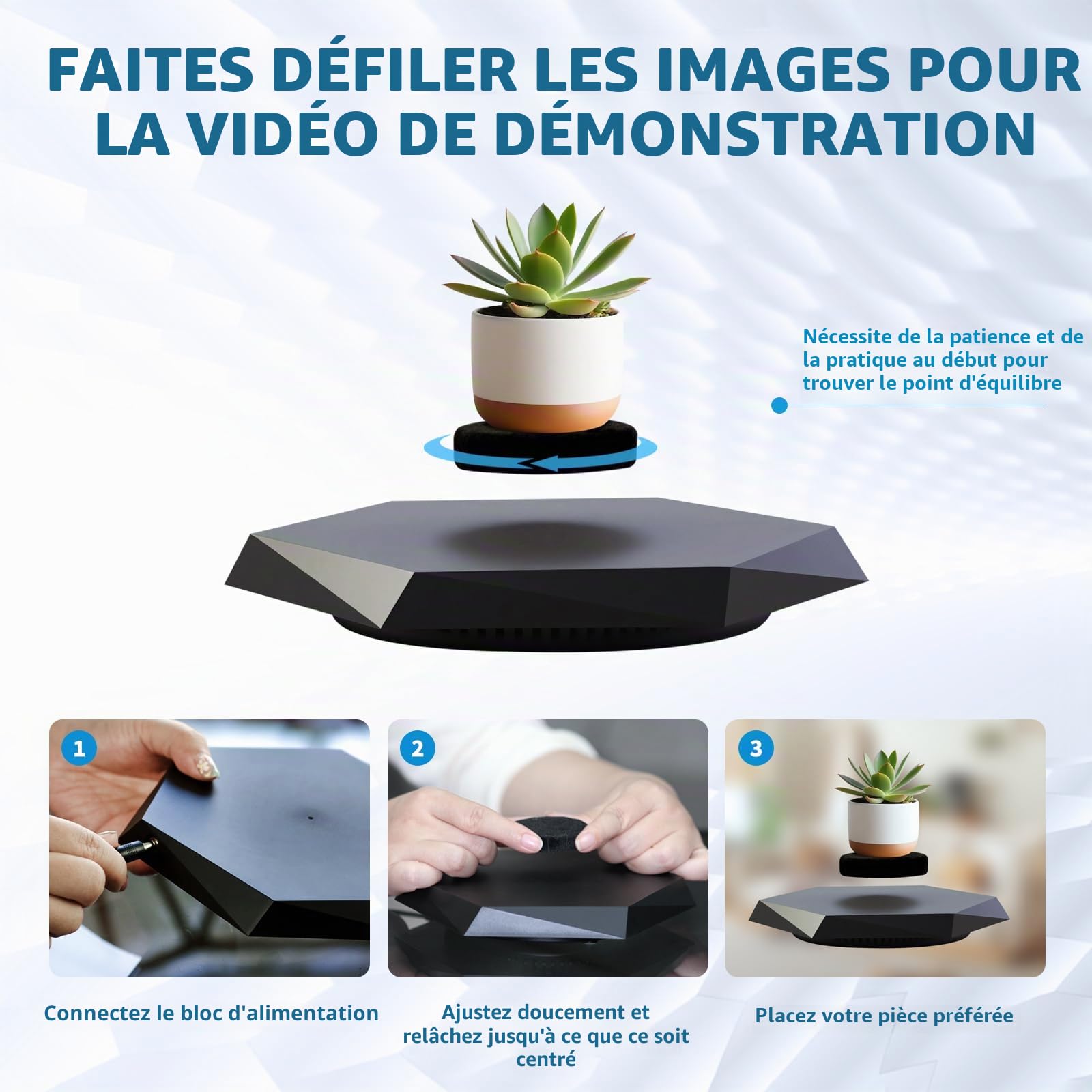 Présentoir en lévitation magnétique pour objets de collection et voitures miniatures, présentoir flottant pour jouets et figurines, plateforme flottante, lévitateur rotatif Maglev et support