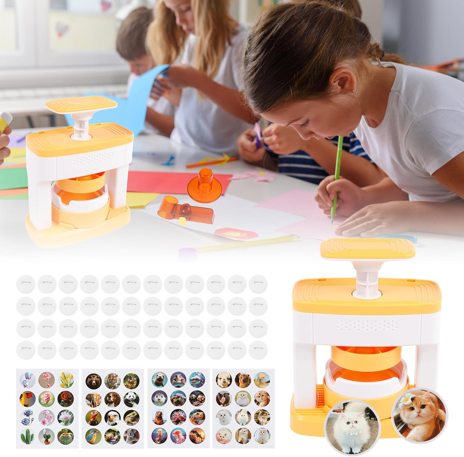 Badge Maker Machine, Solid Pin Maker, Versatile Creative Press Machine Badge Punch Kit, Portable Pin Badge Press Machine, Easy to Use Pin Badge Maker for Children