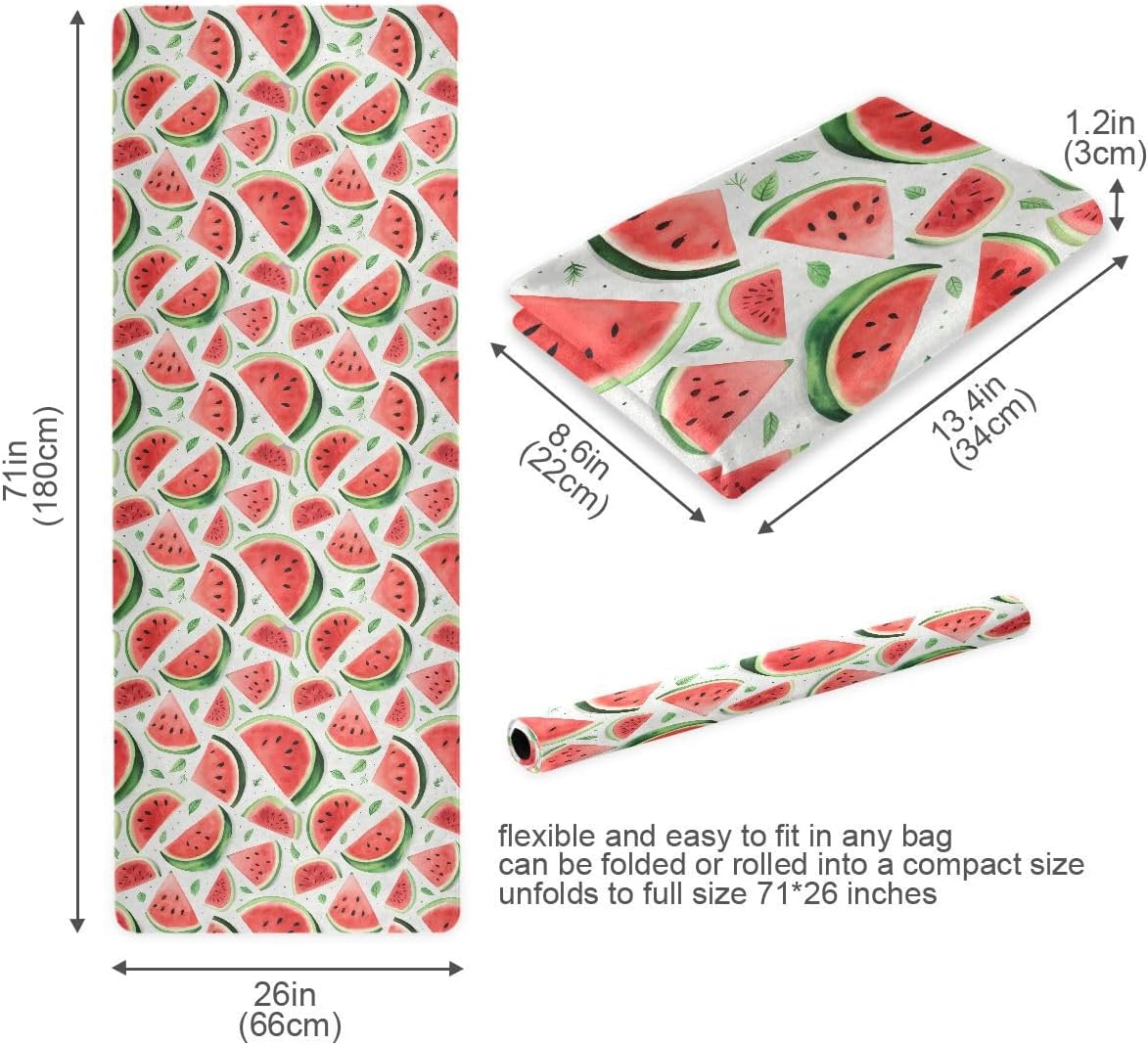 ALAZA Watercolor Watermelon Yoga Mat Non Slip Fitness Exercise Mat, Workout Mat for Yoga, Pilates and Floor Exercises