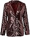 Women's Sequin Blazer Party Lapel Collar, Event Wedding Long Sequin Blazer Jacket, Disco Sequin Coat Multicolor (US, Alpha, 3X-Large, Regular, Regular, Dark Brown Sequin Blazer Jacket Women)