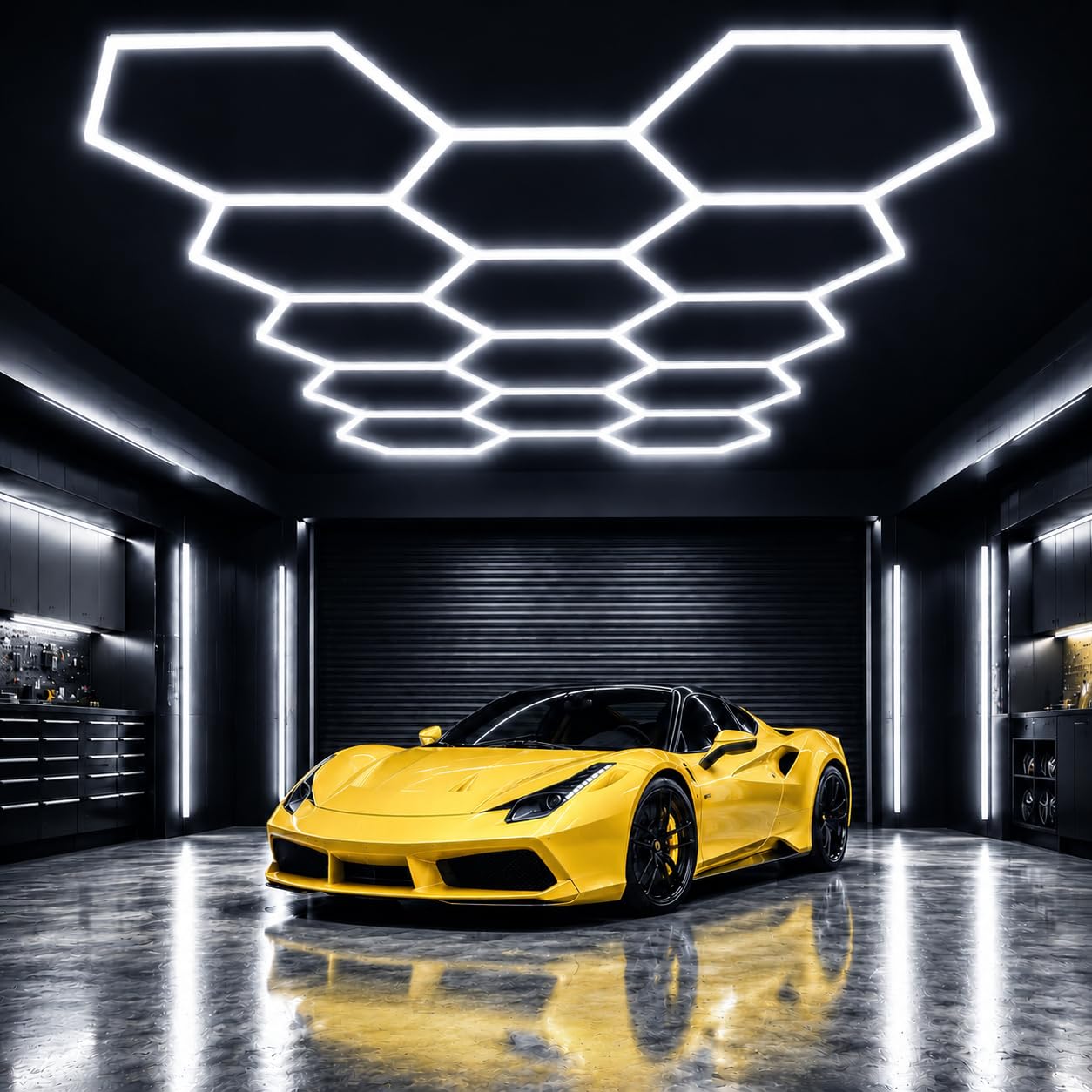 GMximo 14-Grid Hexagon LED Garage Lights