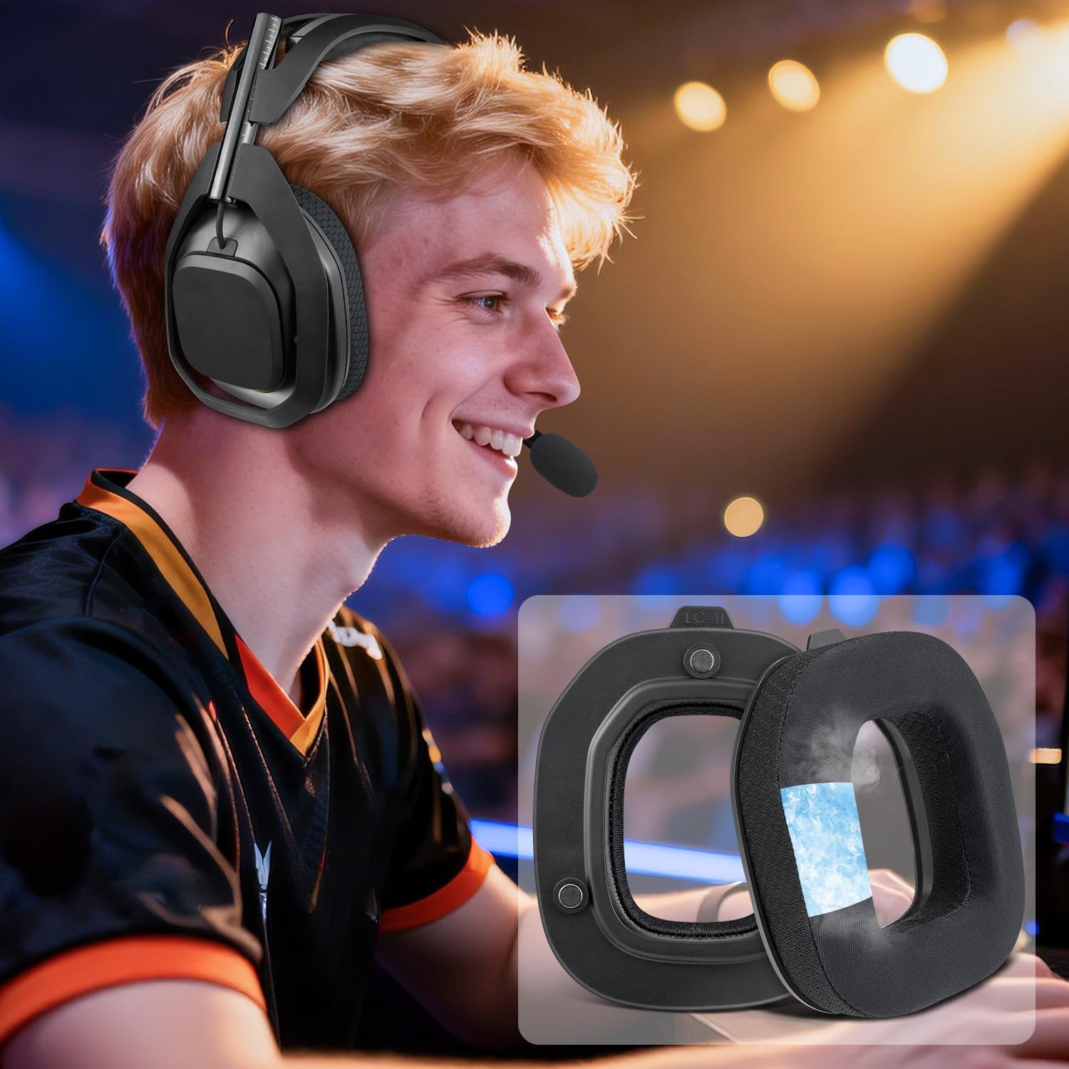 SOULWIT Cooling Gel Replacement Earpads for Astro A50X/A50 Gen4/A50 Gen5 (Do Not Fit A50 Gen 3) Headset, Ear Pads Cushions with Ice Silk Fabric and High-Density Foam - Black