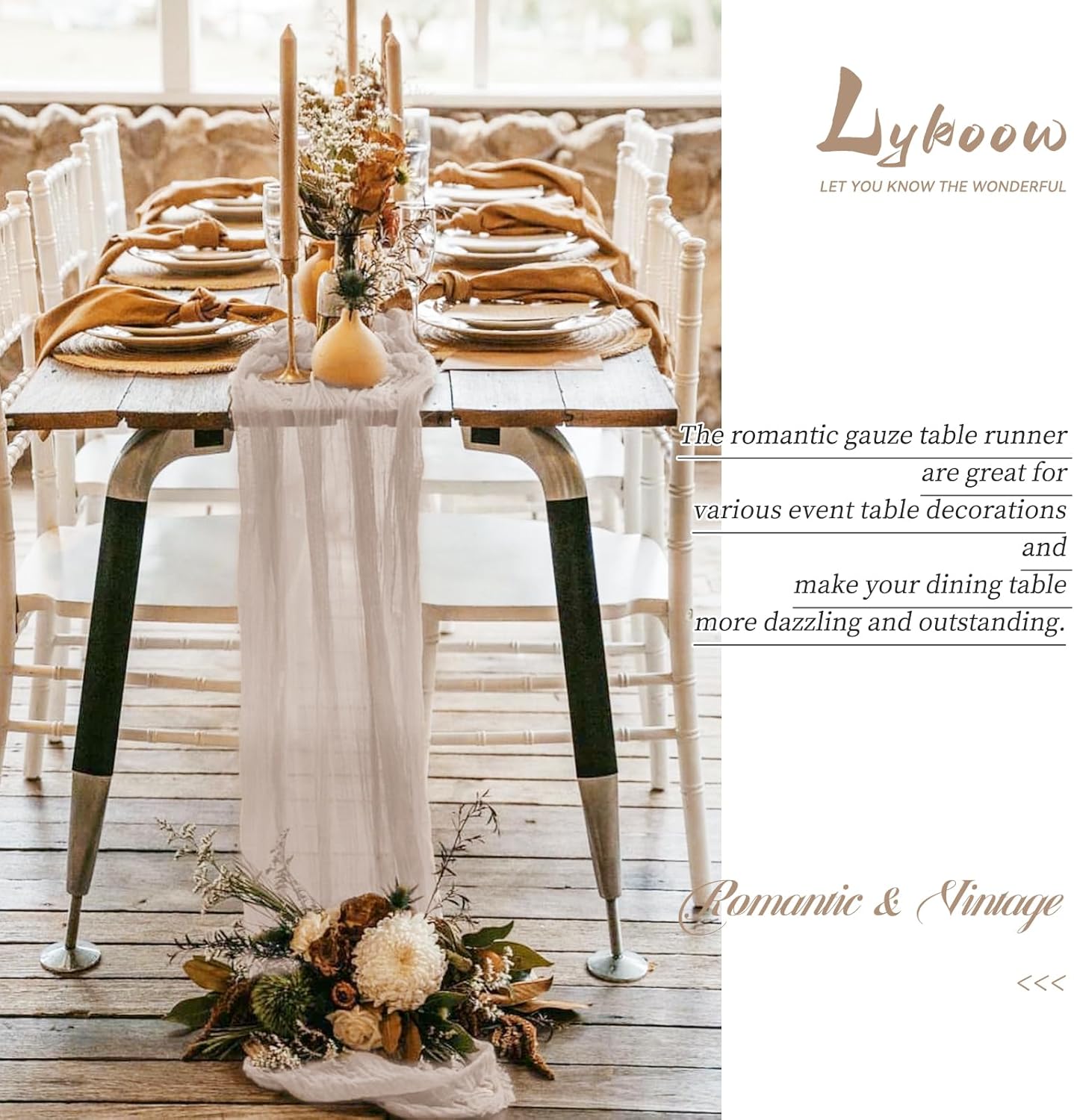24 Packs Taupe Table Runner, Charming Cheesecloth Table Runner 17 x 108inch, Gauze Boho Wedding Decoration Rustic Sheer Fabric Cheese Cloth Table Runners for Wedding Party Bridal Shower