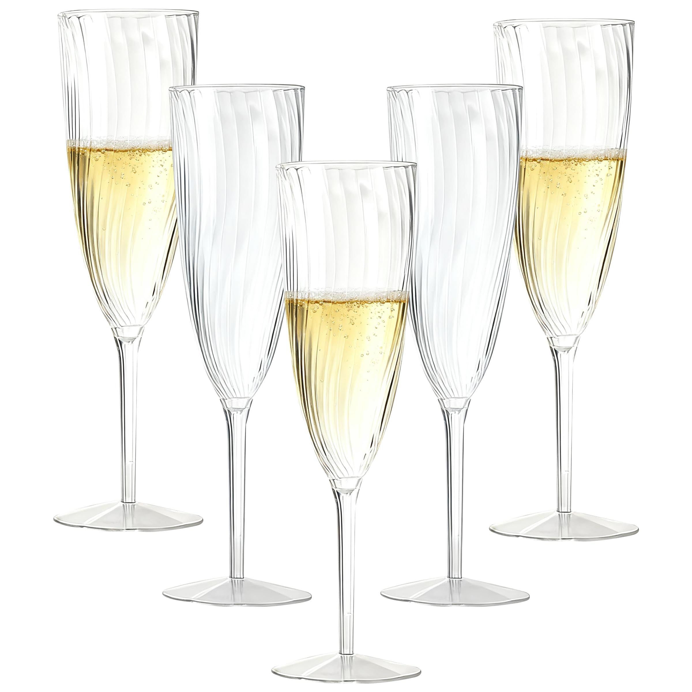 ZHABAYEN 20 Pcs Premium PP Champagne Flutes, 180 ml, 6 oz Clear Wine Cups, Reusable Prosecco Glasses, Champagne Glasses, Toasting Glasses for Cocktail, Wine Parties, Weddings, Birthdays, Picnic