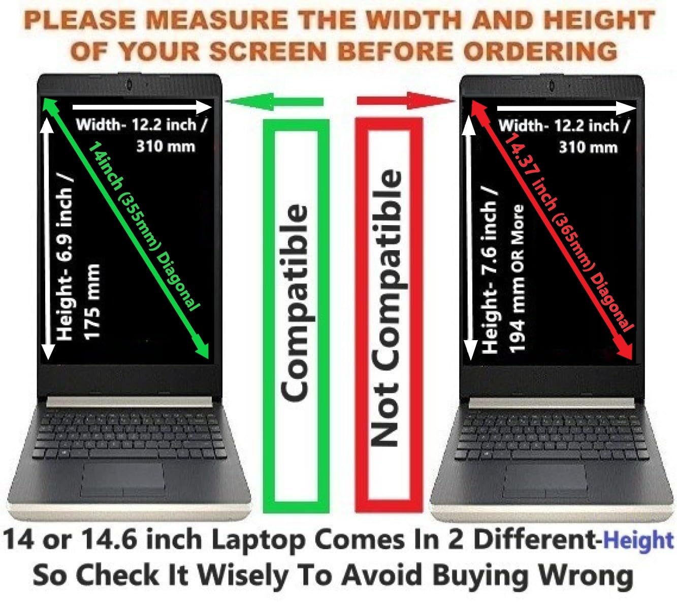 Anjo Silicone Size 14 Inch Diagonal Screen (Not Compatible with FHD+, 1920×1200, 16:10, WUXGA and Touch Screen Laptops) 4 In 1 Combo Laptop Screen Protector, Key-Guard & Body Lamination (Transparent).