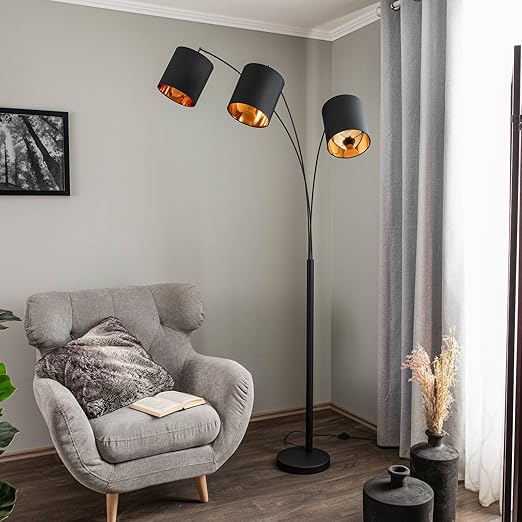 Lindby Lindby Nanika floor lamp (modern) in black, made of other metal, for living/dining rooms, etc. - with fabric shade, standing lamp photo 3