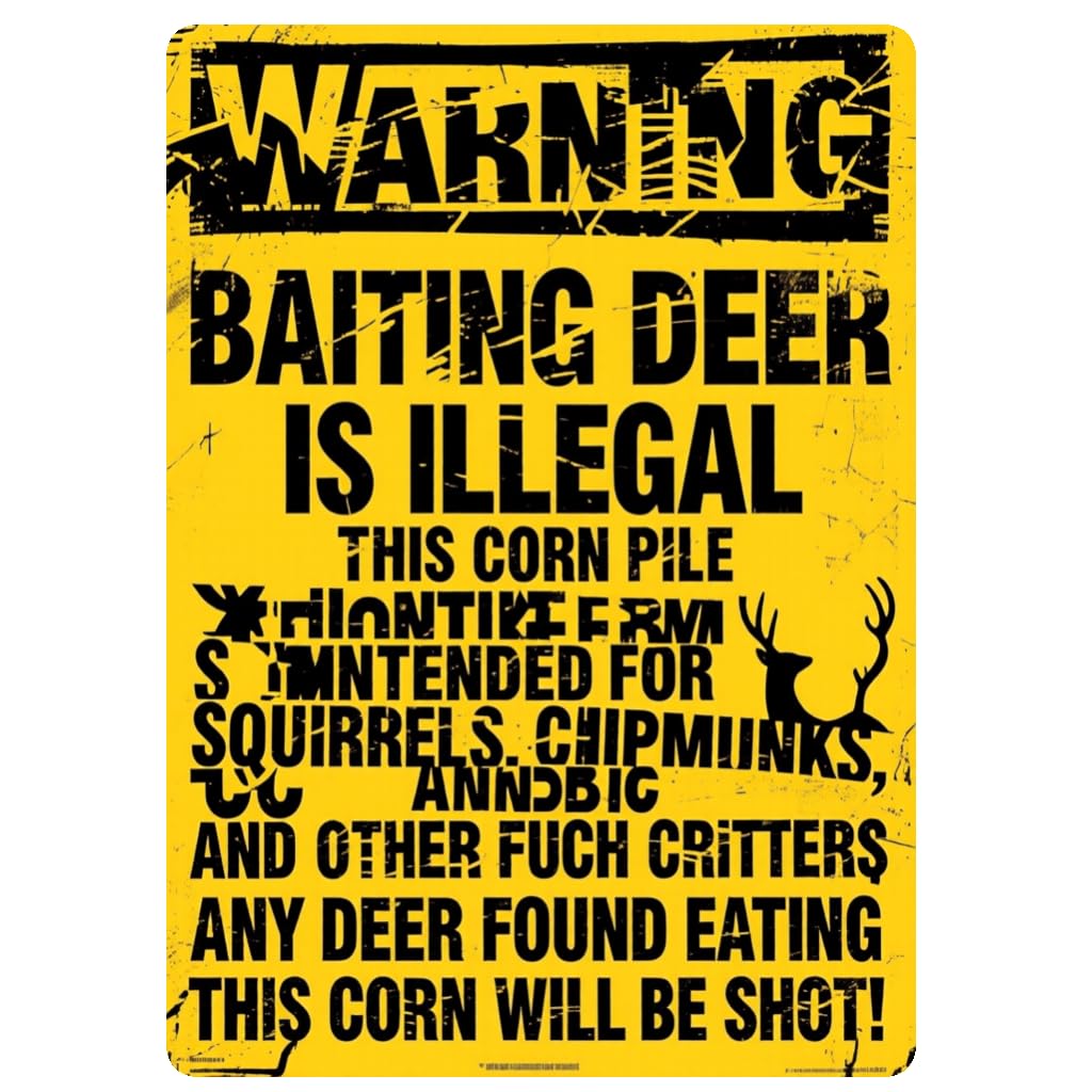 Warning Deer Baiting Illegal Tin Sign, 8x12 Inch Decor