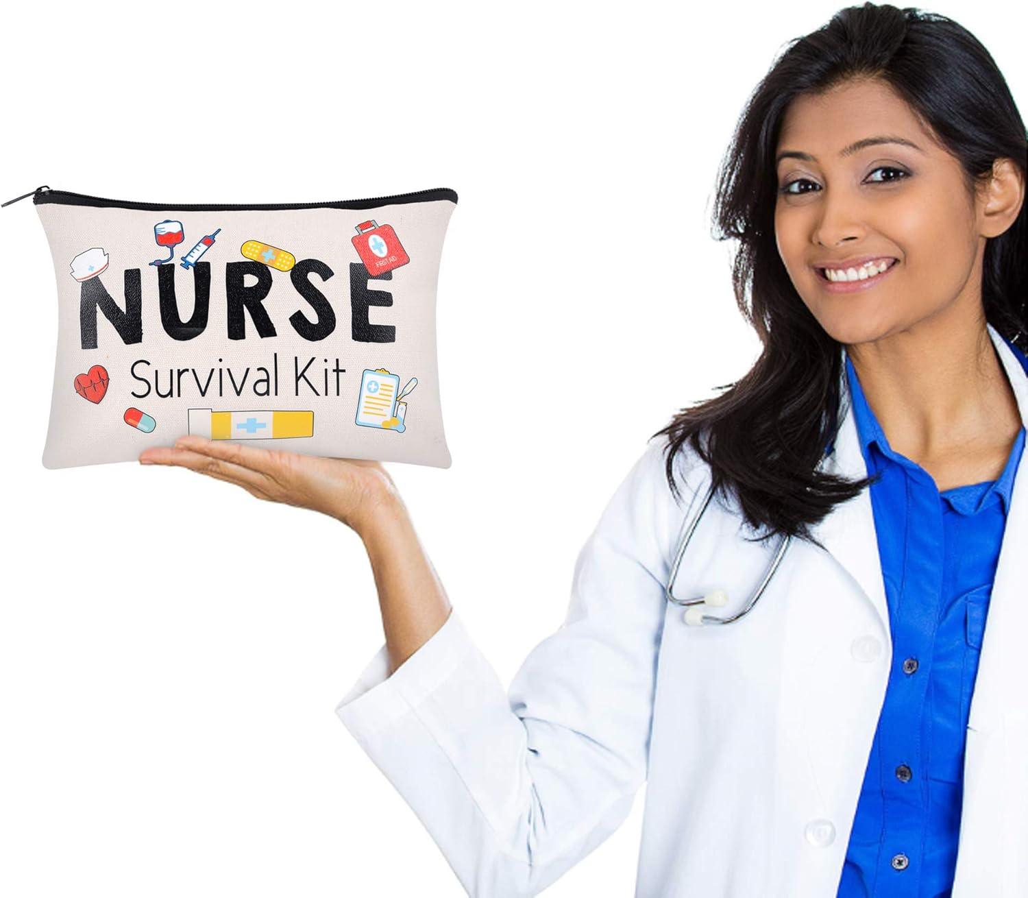 Kolewo4ever 8 Pieces Nurse Survival Kit Makeup Bags Nurse Appreciation Gifts CNA Week Gifts, Funny Cosmetic Bag, Practitioner Gifts, Toiletry Bag for Supplies - Image 6
