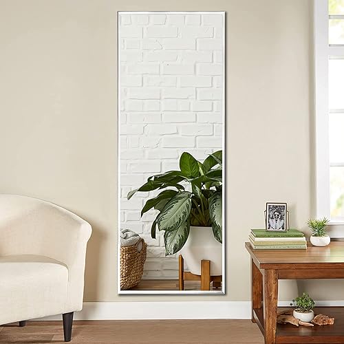 Miniatura 4 de NeuType Espejo de longitud completa de 47 x 22 pulgadas, espejo blanco de longitud completa, espejo de piso, espejo de baño, espejo grande para