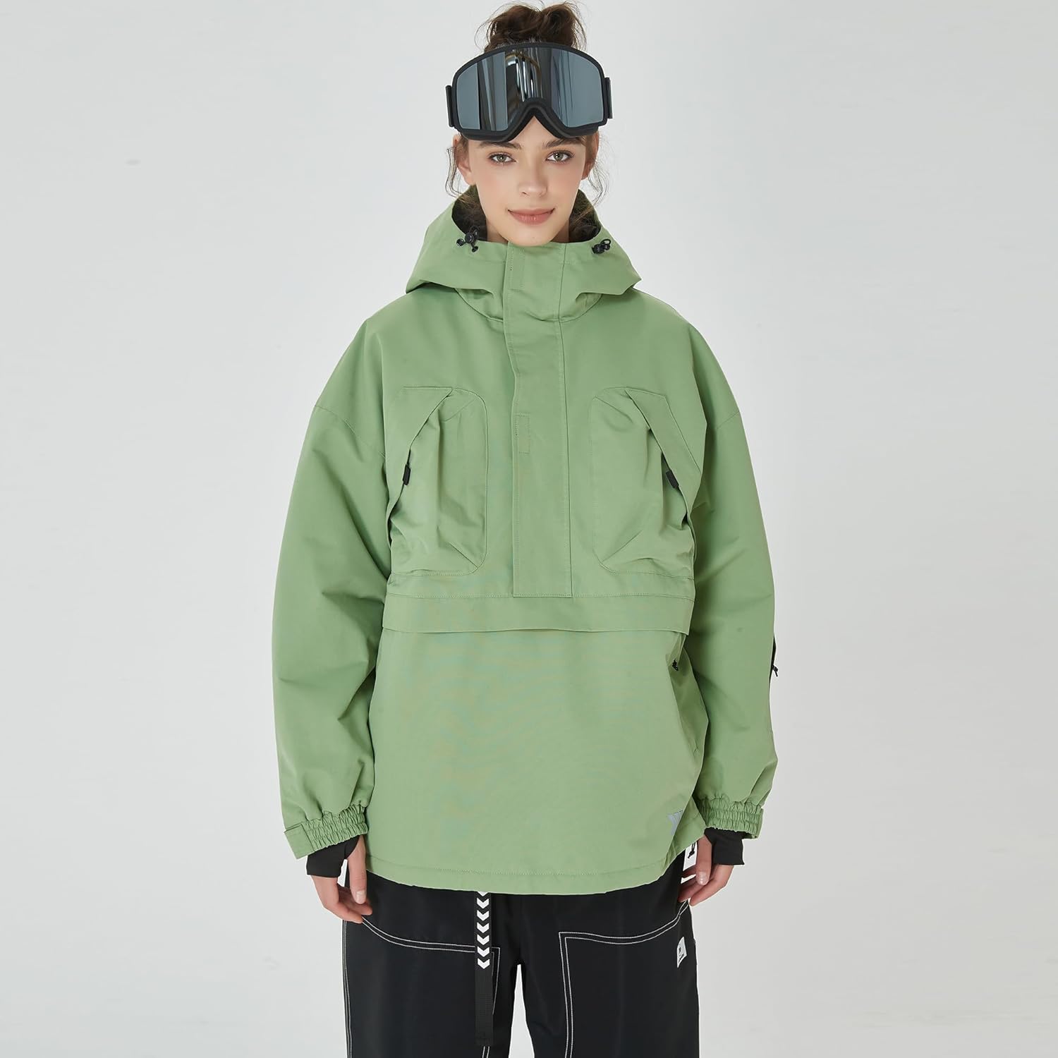 SNOWVERB Womens Mens Baggy Anorak Half-zipper Snow Waterproof Ski Coat Insulated Snowboard Jackets with Hood - Image 3