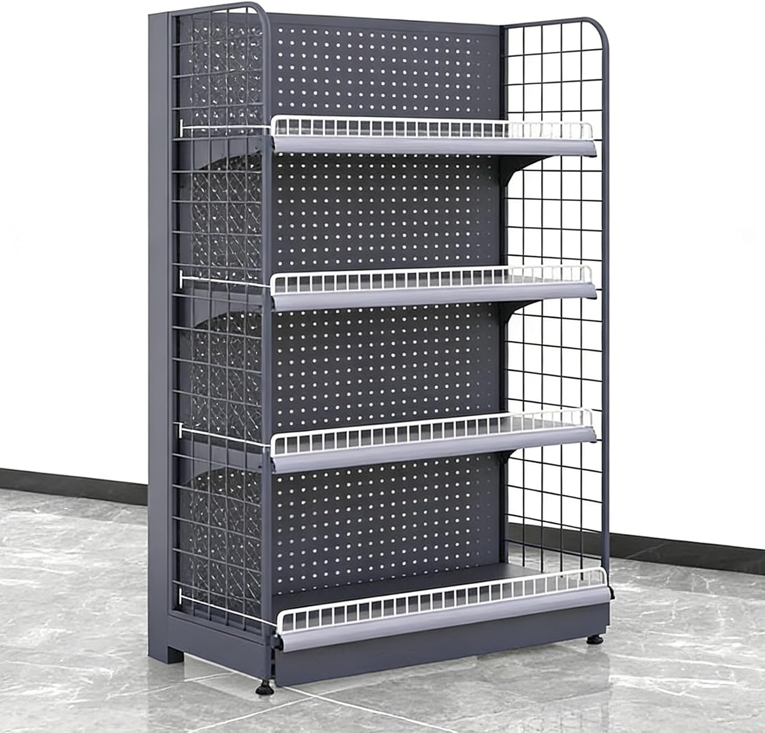 Adjuble Gondola Shelving Display Rack for Retail - 51in Freending Gray Shelf, Perfect for Markets & Convenience Stores, Ideal for Product nizat & Merching