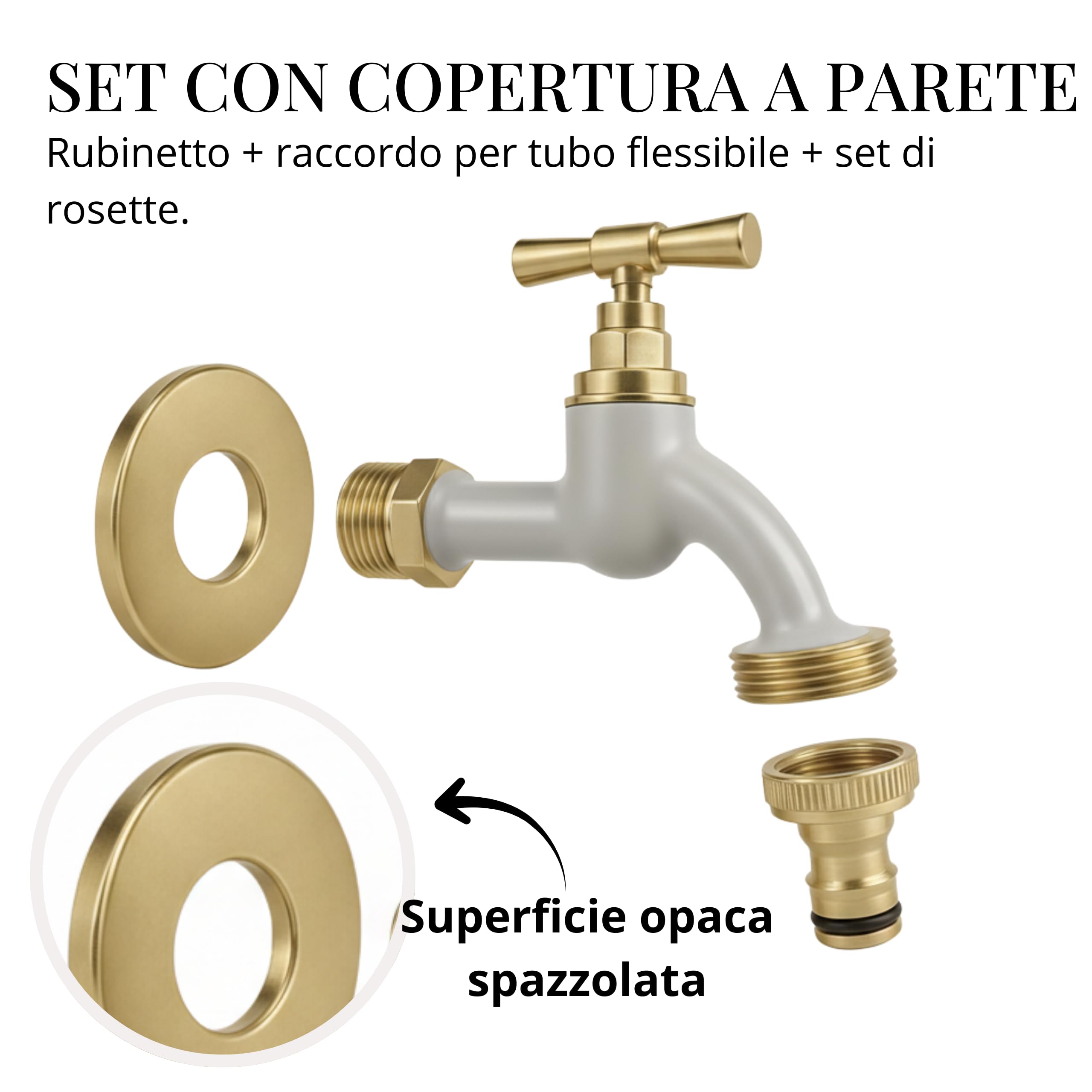 LIVLIG - Rubinetto da giardino Greige, rubinetto per esterni in ottone