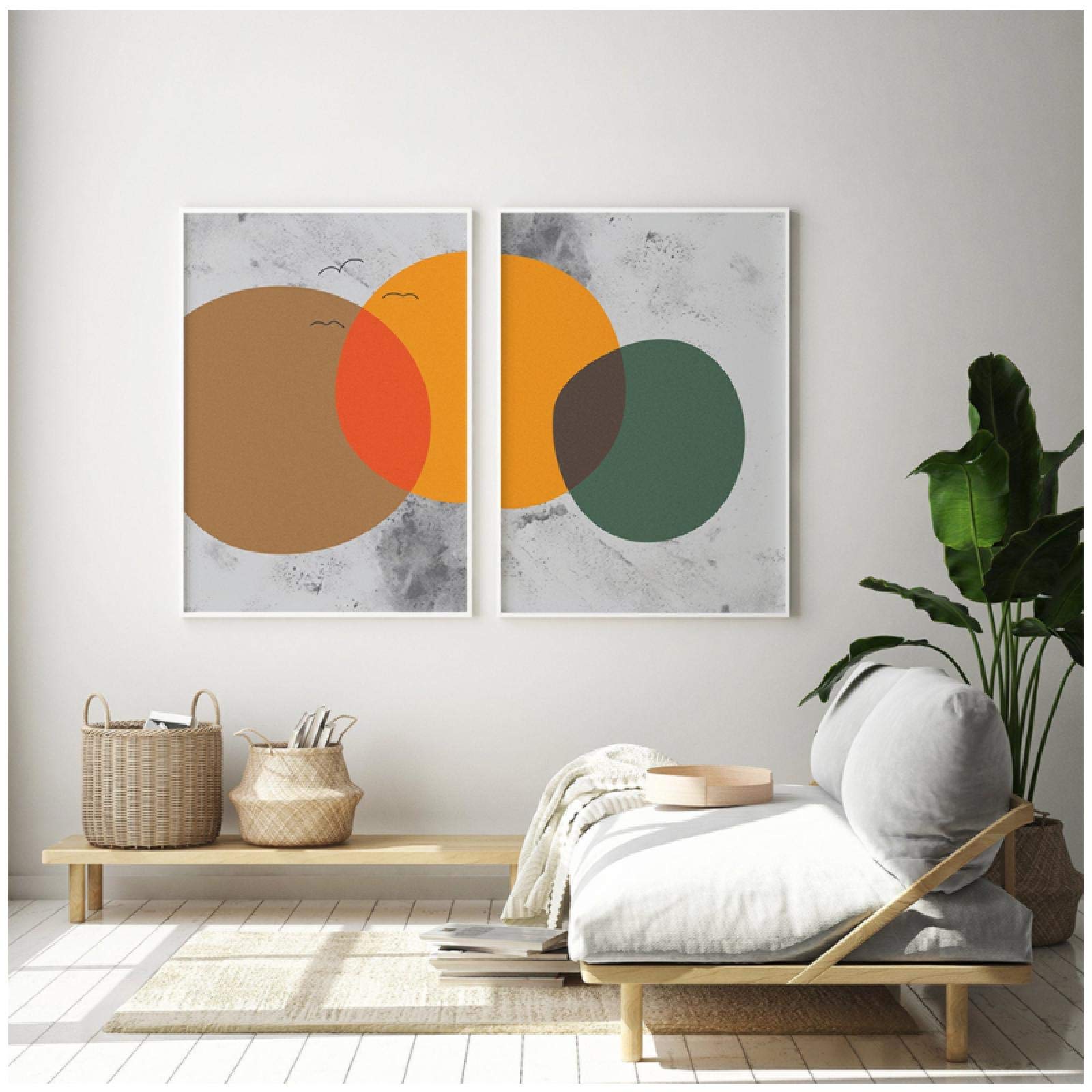 Amazon｜モダンアートキャンバス絵画2つの絵の組み合わせ北欧の壁