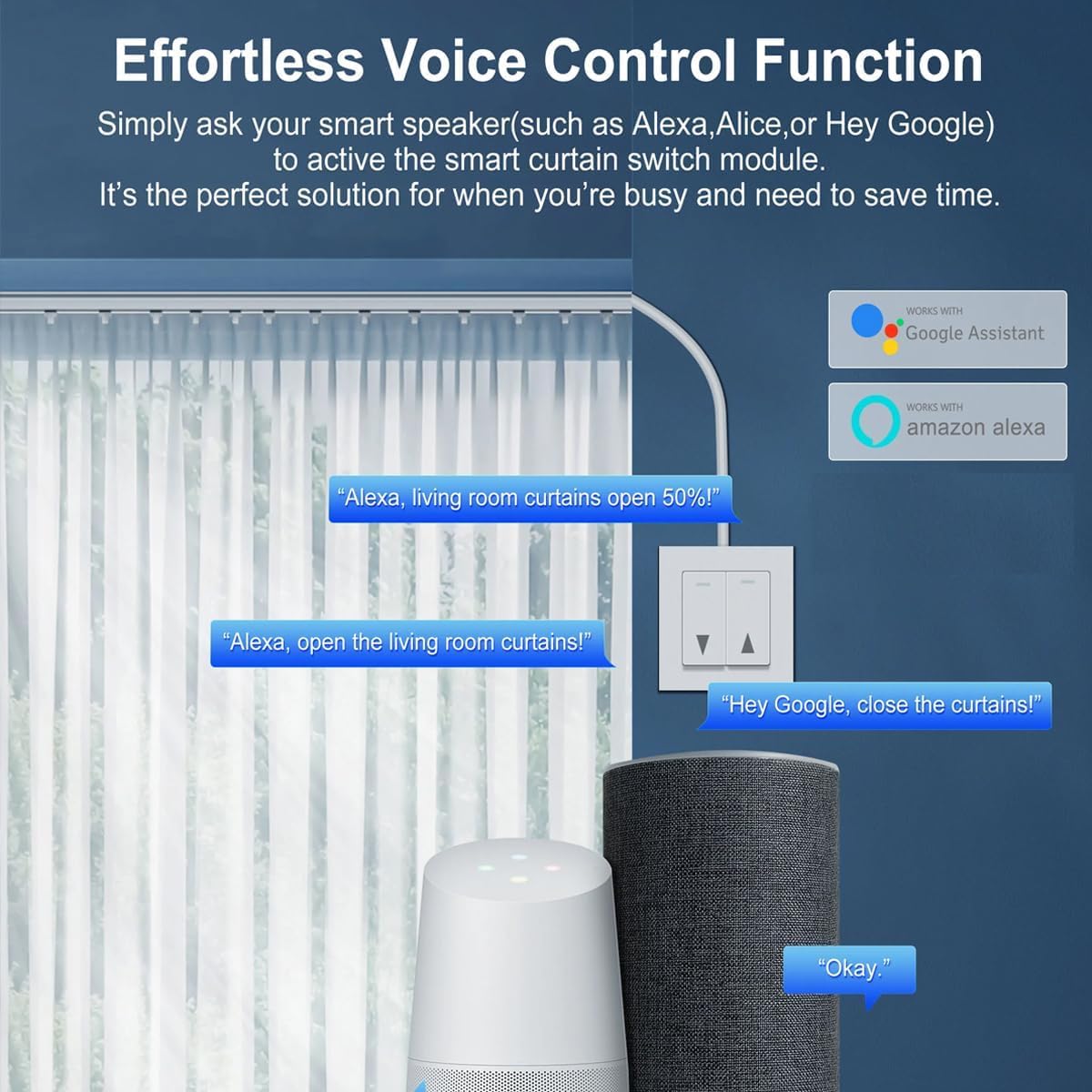 Yueyang Interrupteur de Volet Roulant WiFi+RF, Télécommande pour Volets Roulants Électriques, Compatible avec Alexa, Relais RF Switch, Smart Life App, Minuterie Switch Volets