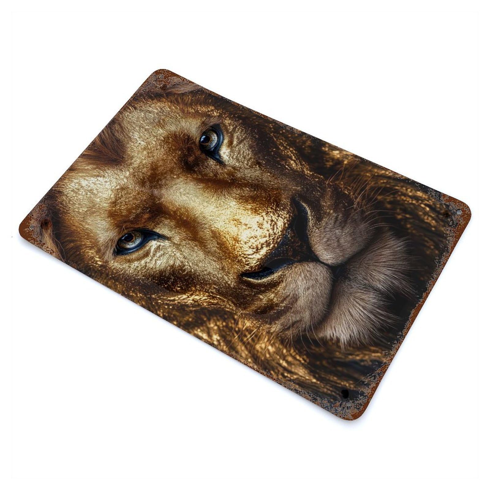 Golden Majesty 11.8"x7.9" Rust Effect Tin Sign, Decorative Metal Wall Art for Garage, Bar And Workshop Decor