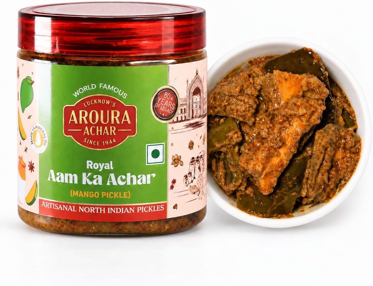 LUCKNOW'S AROURA ACHAR SINCE 1944 Royal Aam ka Achar 400g for Home Use Home Made With Love No Artificial Colors