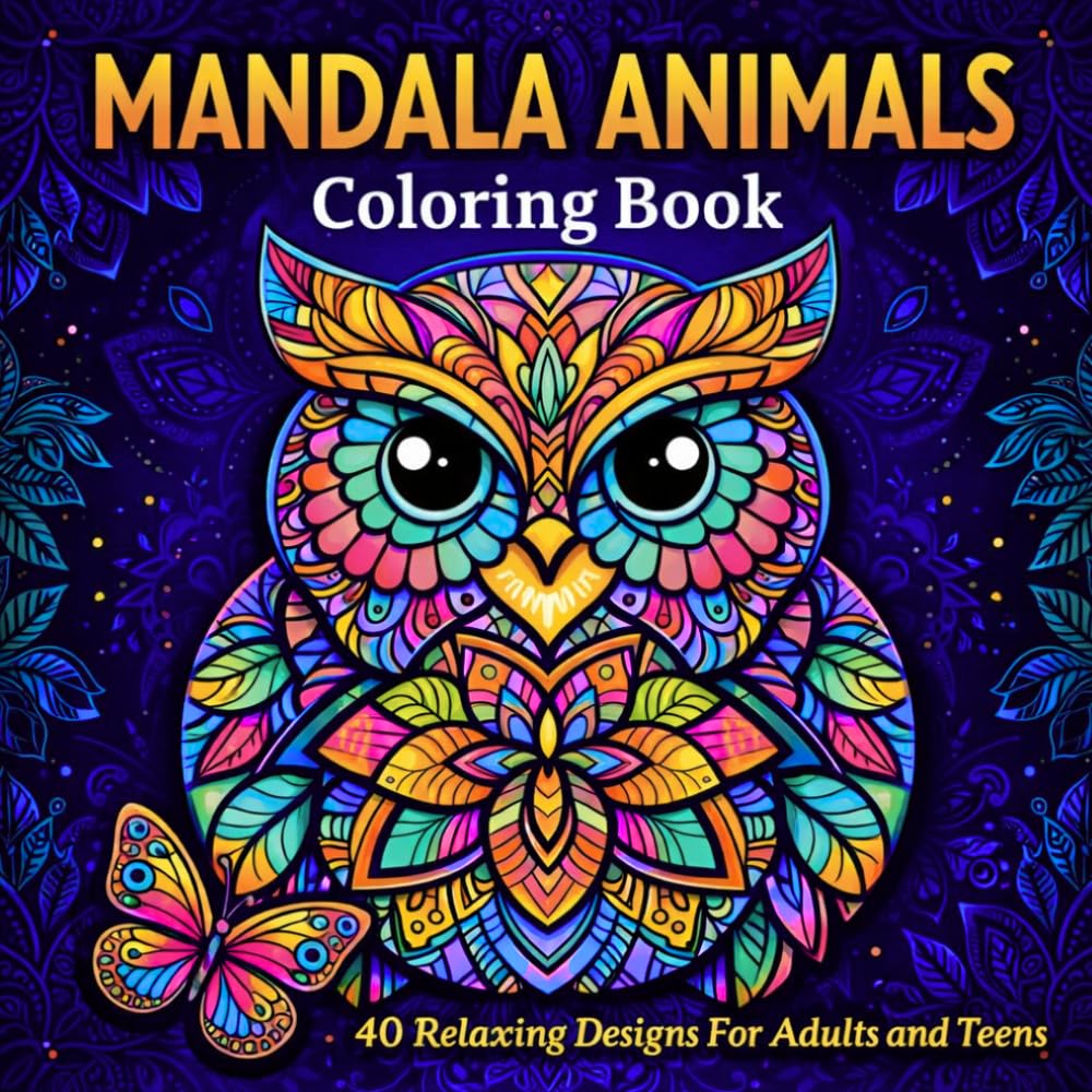 Mandala Animals Coloring Book: 40 Relaxing Designs For Adults and Teens
