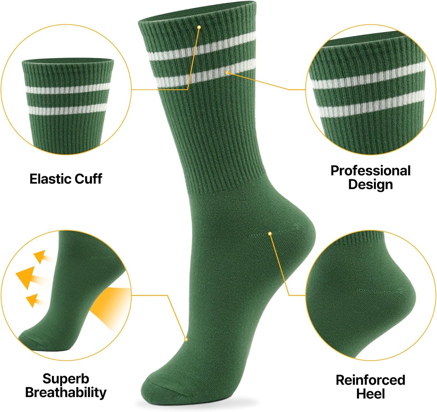 Kikiya Women's Cotton Crew Socks - Cute Flower Graphic Polka Dot Striped Heart Patterned - Ladies Girls Casual Socks Size 6-8 - Image 4