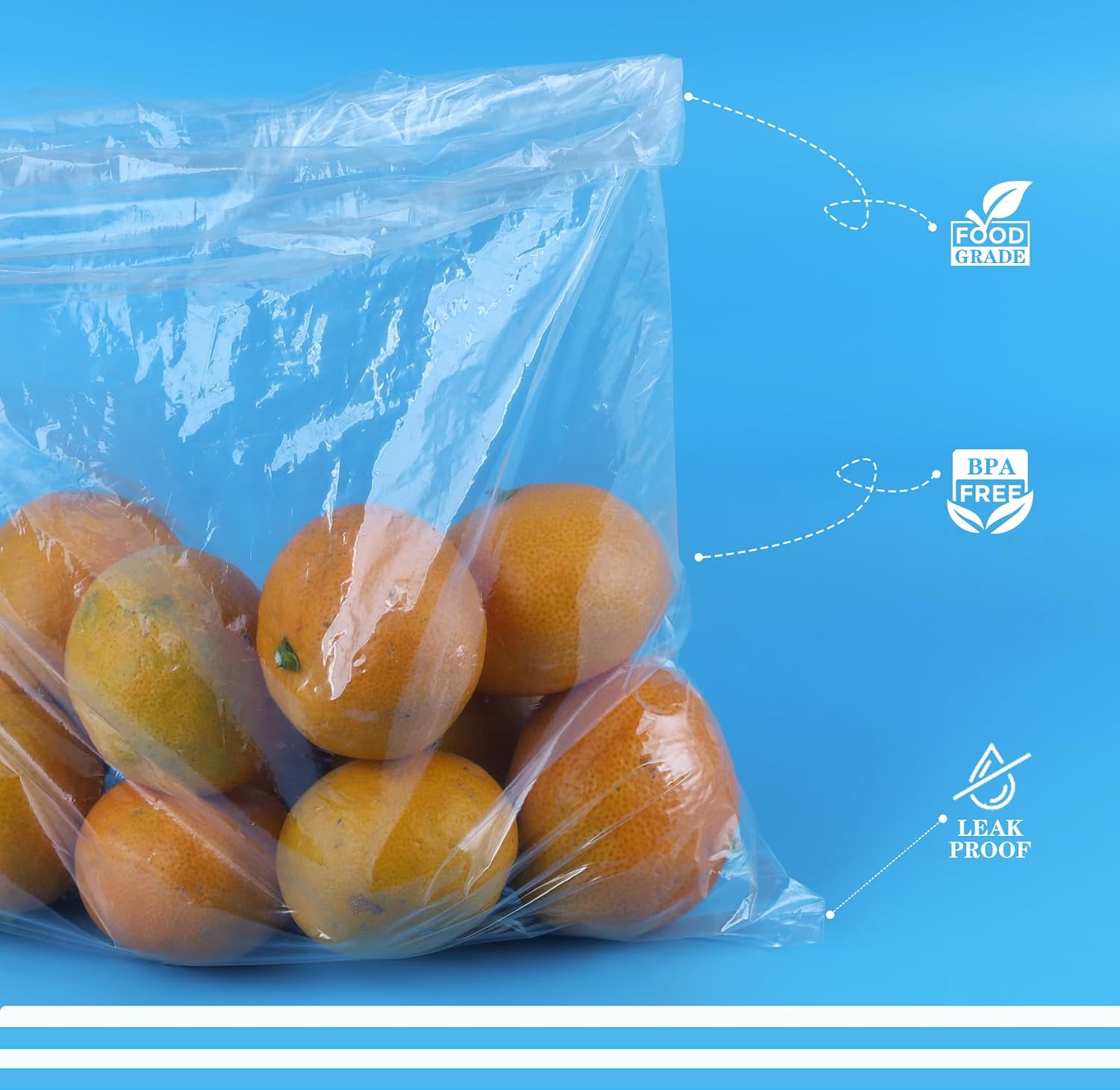 Clear Flat Open Poly Bags,100pcs Food Storage Bags with 100pcs Twist Ties, 1.1Mil Plastic Bag For Packaging,Storage Food, Proving Bread, Gift Wrap, and More.(10x14Inch) image 3