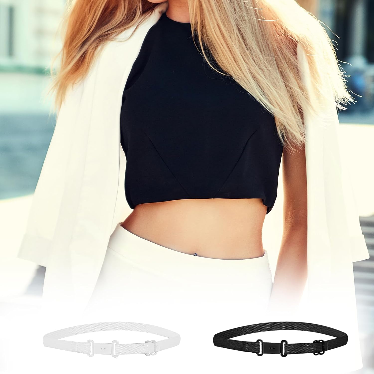 4pcs Adjustable Elastic Crop Tucks Band for Shirts,Shirt Tuck Band Women,Shirts Tuck Bands Shirt Cropping Bands for Jeans Pants Dresses Change The Style of Your Tops - Image 5