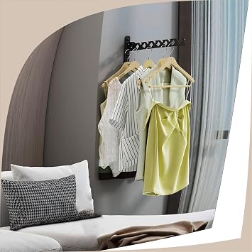 Clothes Drying Rack Wall Mounted, Folding and Collapsible Indoor Laundry Hanger Dryer Rack, for Laundry Room/Bathroom Tower, Easy to Install, 34cm Aluminum Alloy, 2X Drying Racks(White)