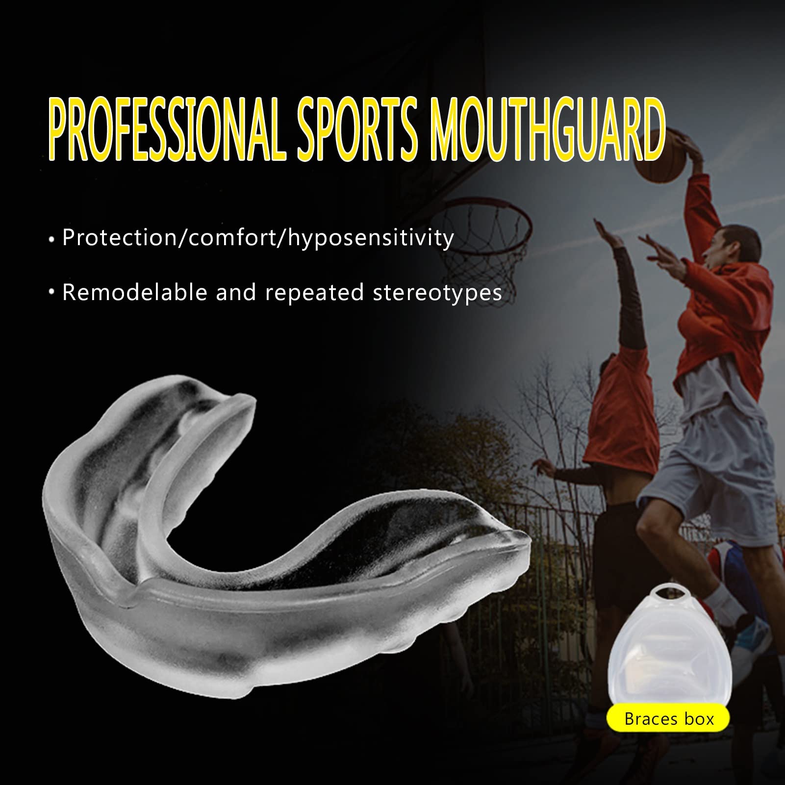 Protège-dents Boxe, Protège-dents de Sport pour Bretelles Sparring Protège-dents, Basket-ball, Football, Qualité Premium Aucune Ébullition Requise pour Les Jeunes, Les Adolescents, 2 Pièces
