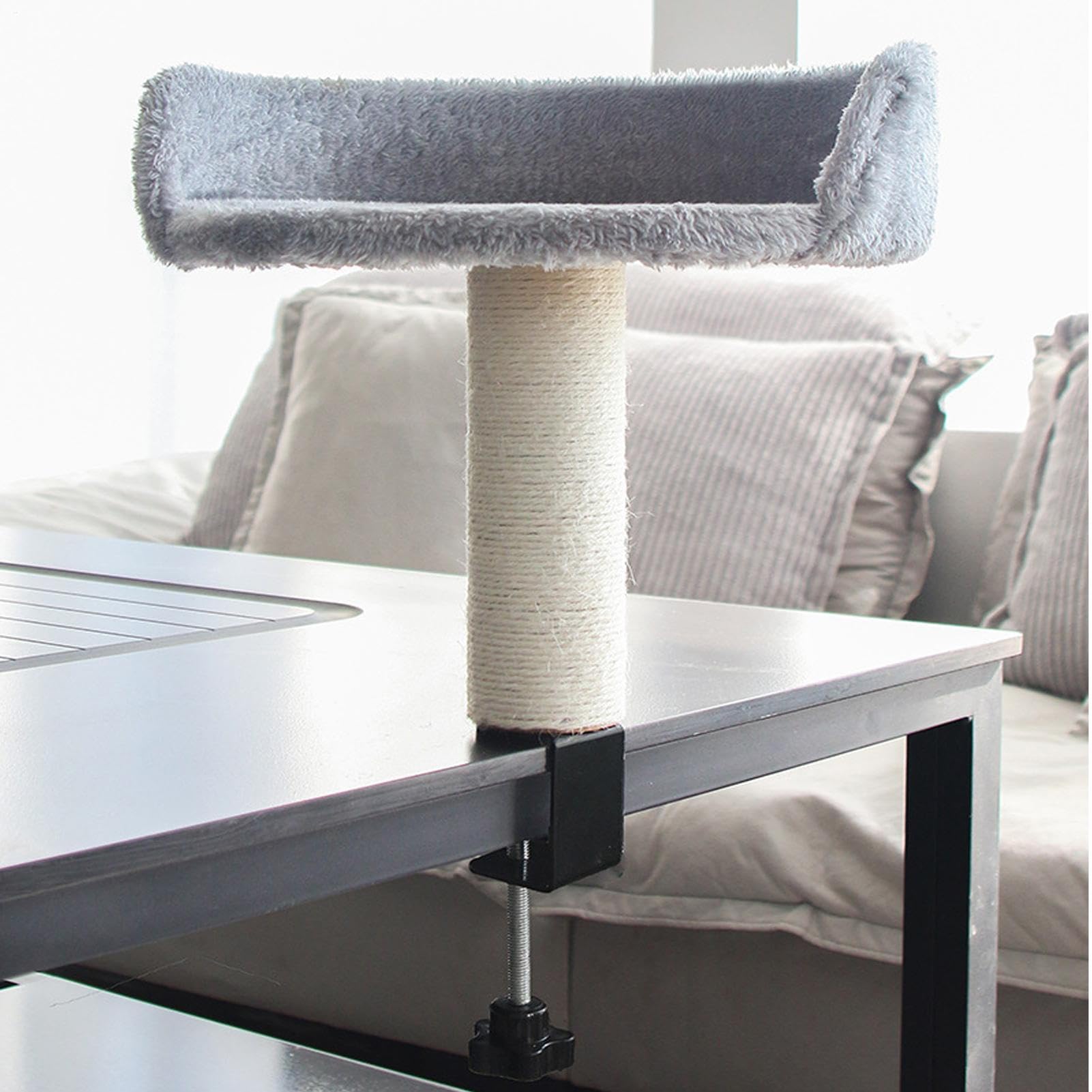 Cash De Chat De Bureau Amovible - Panier Suspendu Confortable Et Doux Pour Chats - Amovible Et Lavable - Support Stable Facile À Installer Sur Bureau, Table ou Fenêtre - Zone De Repos Sicu