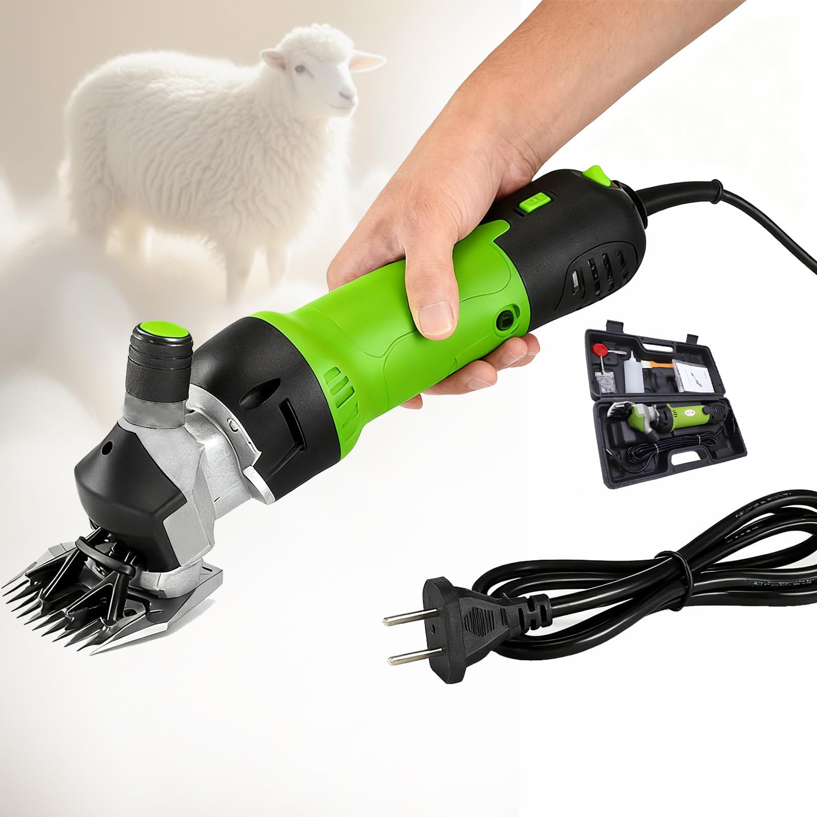 Tosatrice per Pecore, Tosatrice elettrica Professionale da 690 W, Kit per la toelettatura del Bestiame da Fattoria per equini, capre e Pony, Tosatrice per impieghi gravosi a 6 velocità