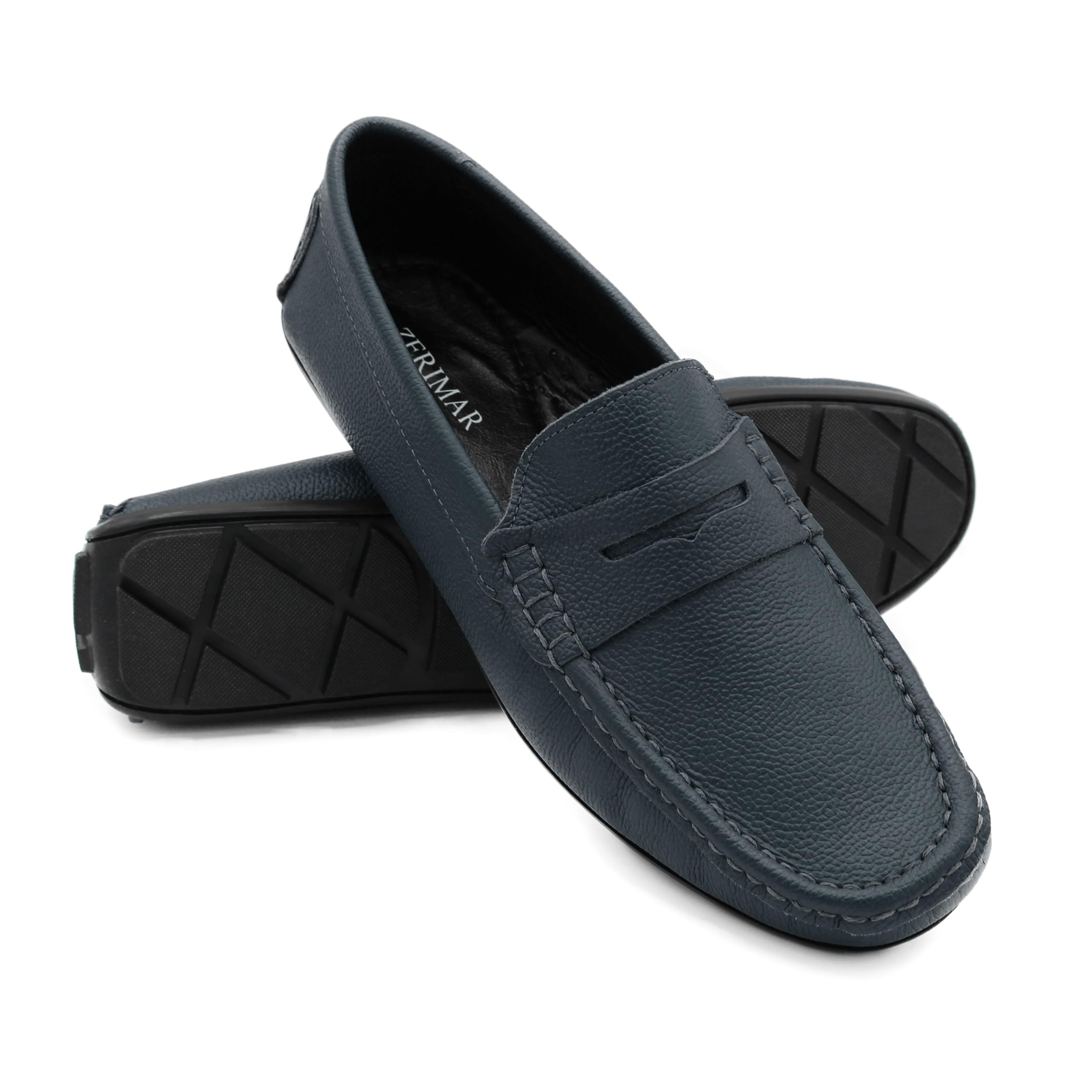 Zerimar mocasín clásico de Antifaz en Cuero de Vacuno, fabricación artesana, diseño práctico y Elegante, Zapato cómodo con Acabado Premium