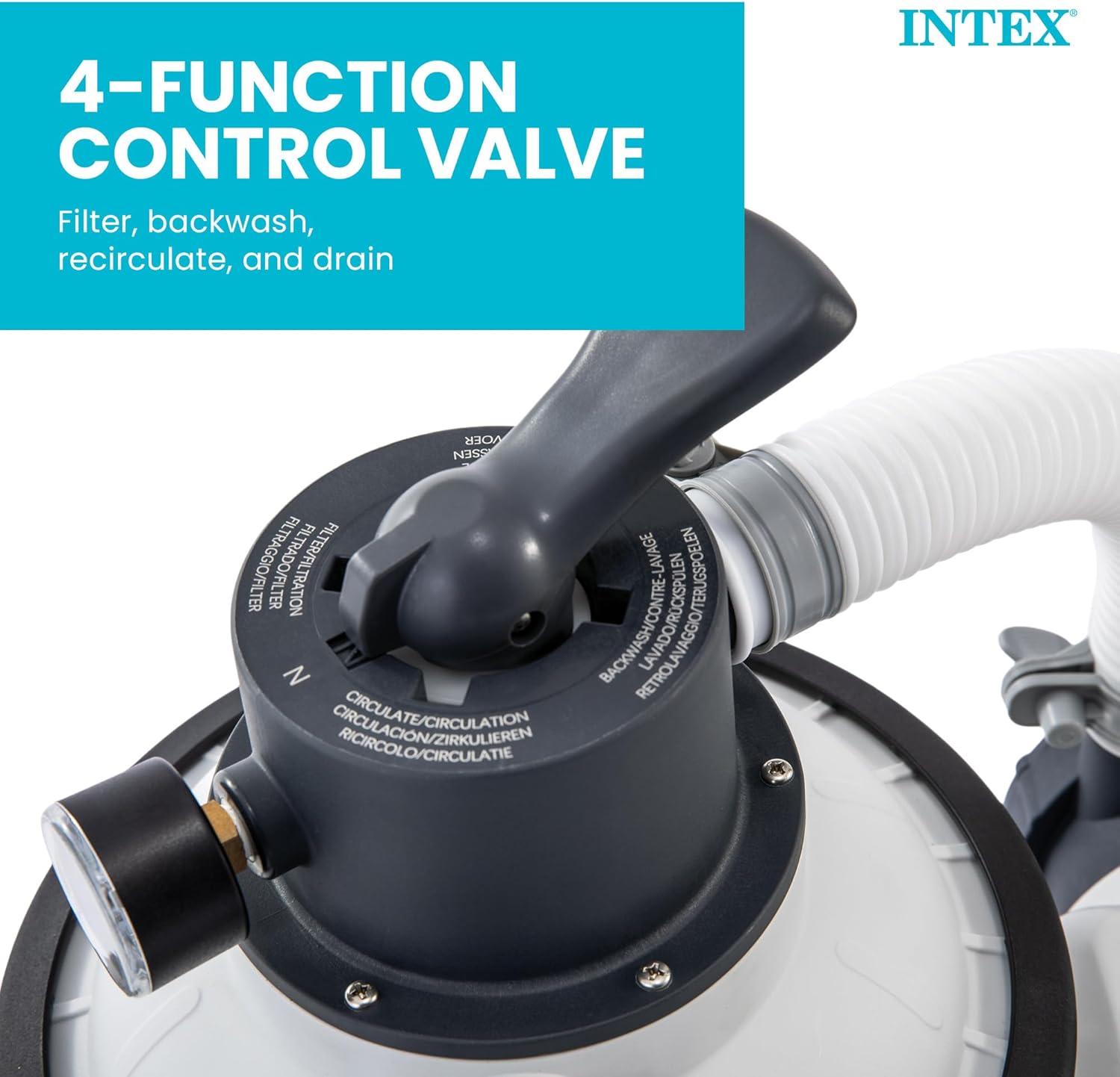 INTEX 925 GPH Krystal Clear Sand Filter Pump for Above Ground Pools, Swimming Pool Pump with Automatic Timer - Improved Circulation, Filtration, & Clarity