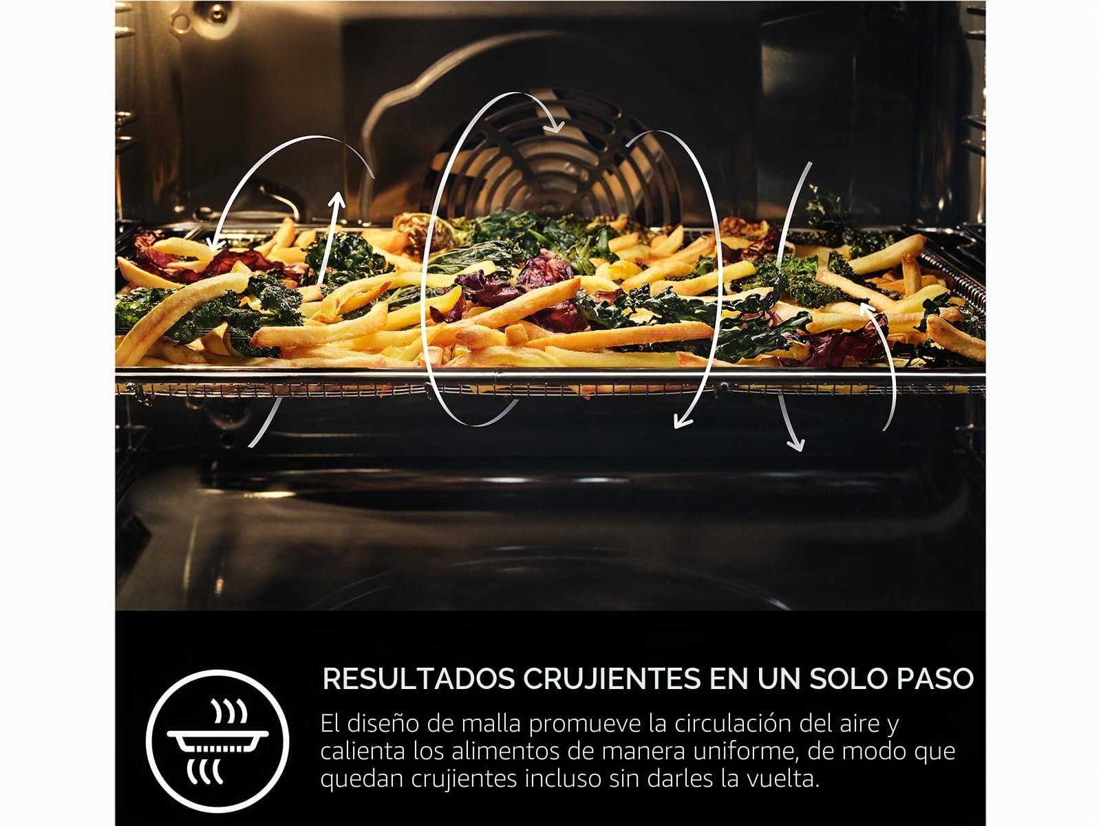 AEG A9OOAFWM Bandeja AirFry para Horno, Cesta de Malla, Cocción con Poco Aceite, Circulación de Aire Continua, Resultados Crujientes y Homogéneos, Sin Voltear, Patatas, Verduras, Pollo
