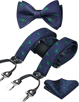Bow tie and Suspenders for Men Plaid Suspender Self Bowtie Pocket Square Adjustable Y Shape Mens Trouser Braces