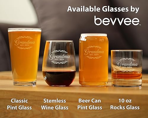 Miniatura 5 de Grandma Est 2024 - New Grandmother Stemless Wine Glass Gift for First Time Grandparents - Decorative 17 Oz Large Glasses