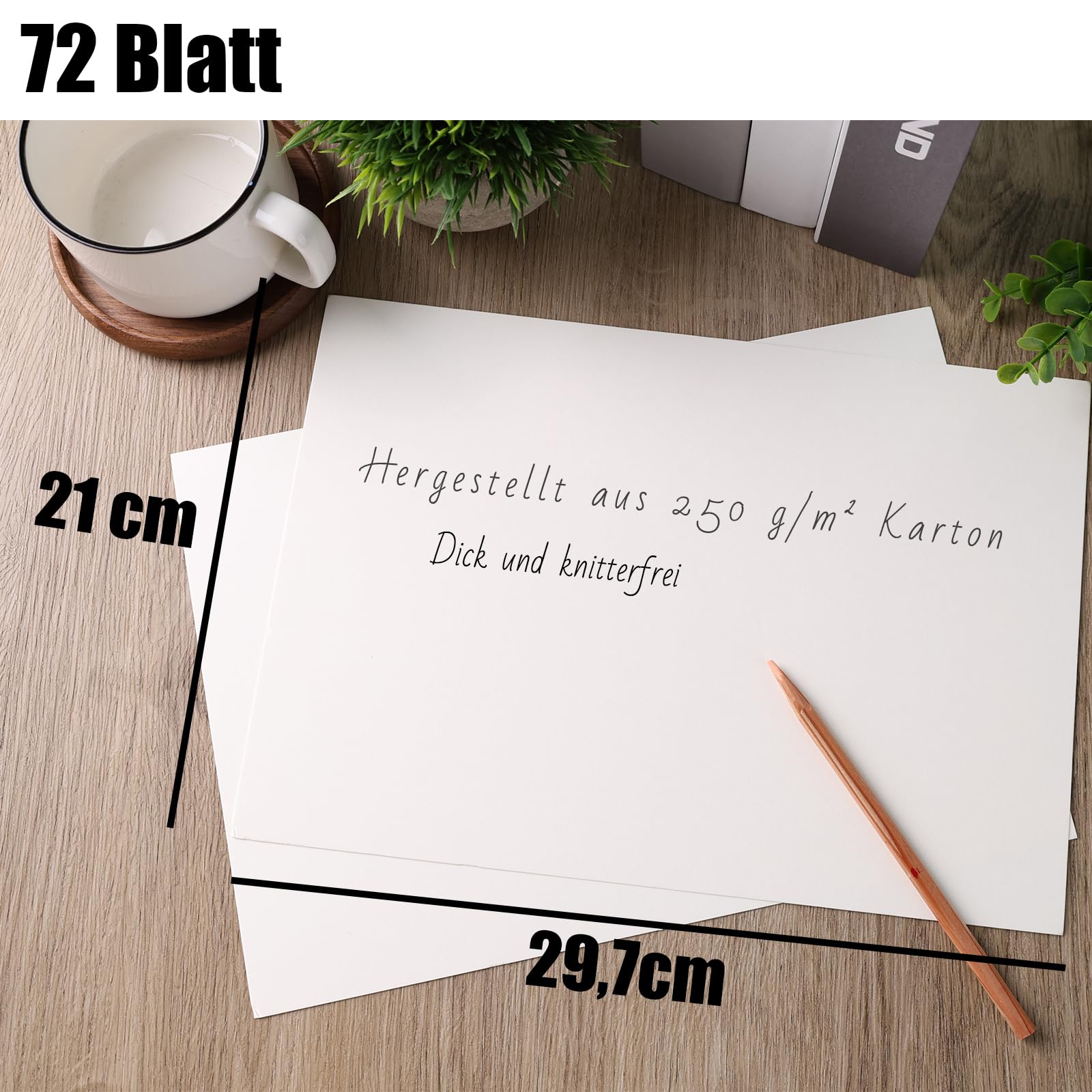 60 Blatt A4 Bastelkarton Elfenbein 250gsm - Dickes Papier Für Visitenkarten, Hochzeitseinladungen, DIY