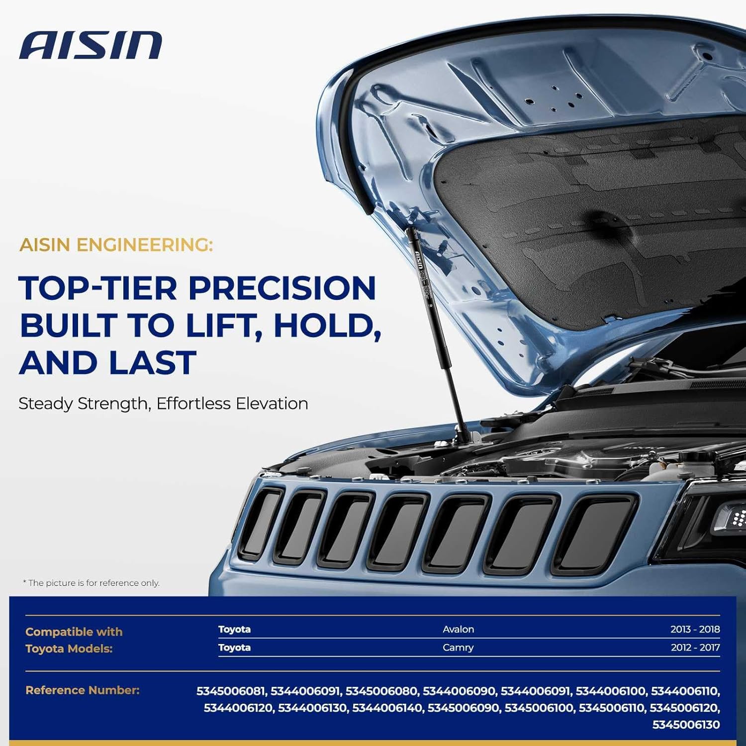 AISIN AFTERMARKET GAST-01806 Front Hood Lift Supports Shock Struts - Compatible with Toyota Camry 2012-2017, Avalon 2013-2018 - Set of 2