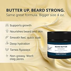 Detroit Grooming Co. Beard Butter for Men | Softens, Thickens & Hydrates with Safflower Oil & Shea Butter | Ironwood Scent, 4oz