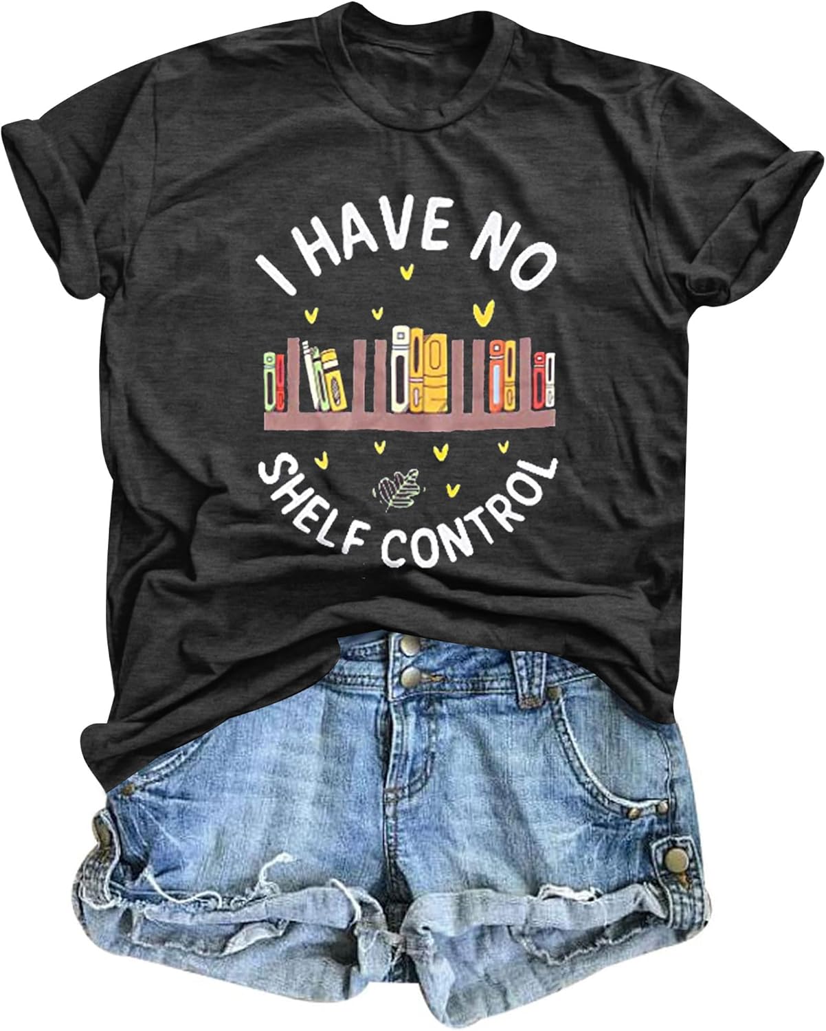 ASTANFY Book Lover Graphic Tees Women I Have No Shelf Control Shirt Book Shirts Teacher Shirts Short Sleeve