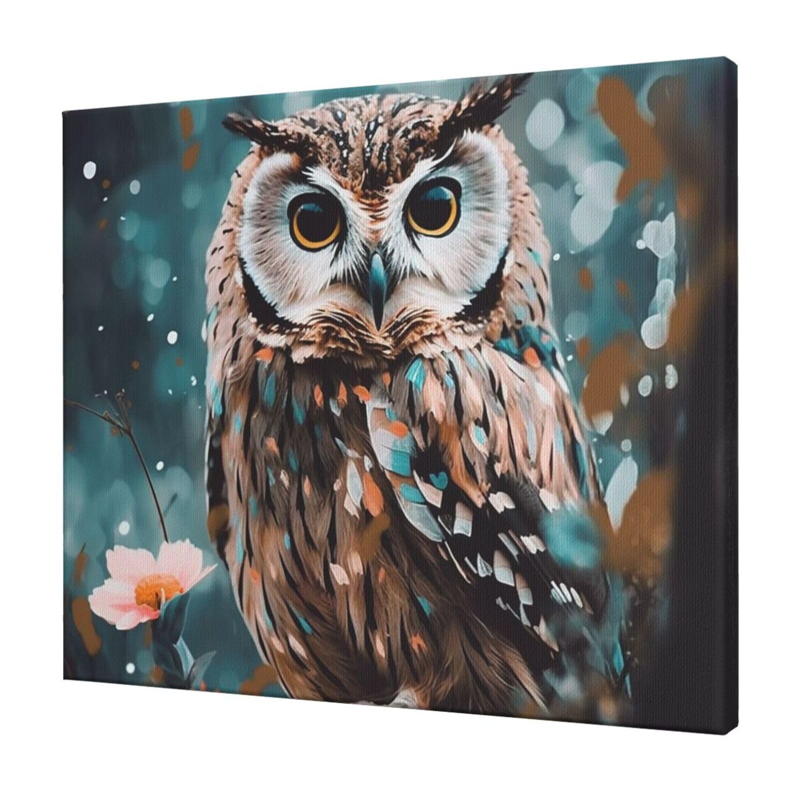 FodPand Animal Cute owl Canvas Wall Art for Living Room Wall Decor 20"x24" Modern Artwork Painting Pictures Hanging Canvas Prints Aesthetic Wall Art for Bedroom Bathroom Office Wallart Decor