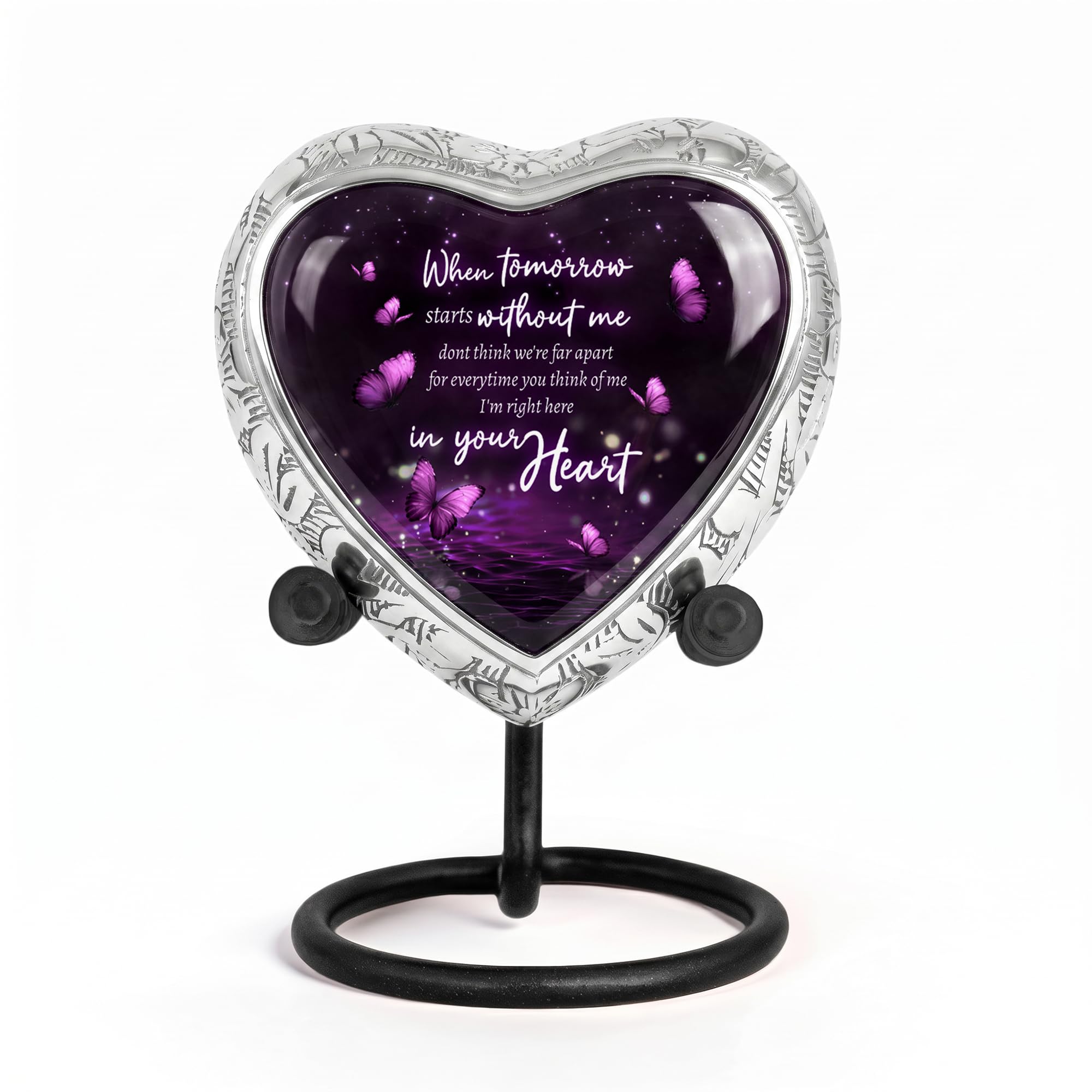 STONLIF Eternal Memory Butterfly Urn for Female – Small Keepsake Heart Funeral Memorial Urn – Decorative Urn for Female – Burial or Home Display