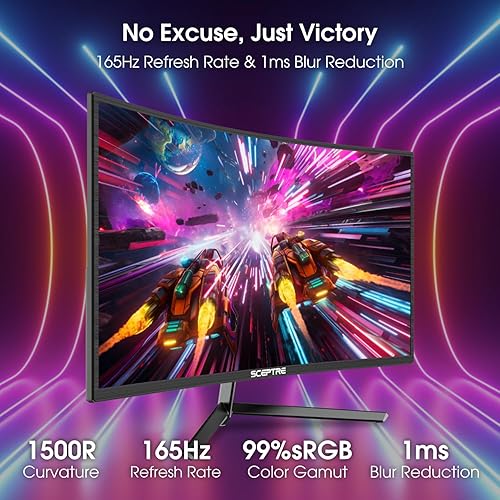 Miniatura 8 de Sceptre Monitor de juegos curvado de 27 pulgadas R1500 98% sRGB HDMI VGA 75Hz altavoces integrados, máquina de cambio de luz azul negro