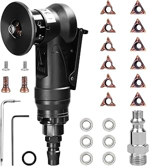 Pneumatic Chamfering Tool Handheld, Mini Air-Powered Chamfering Machine Trimming, 45° Arc Corner with 1/4 Inch Air Inlet for Metal Wood Beveling Deburring (C&R Angle Blades)