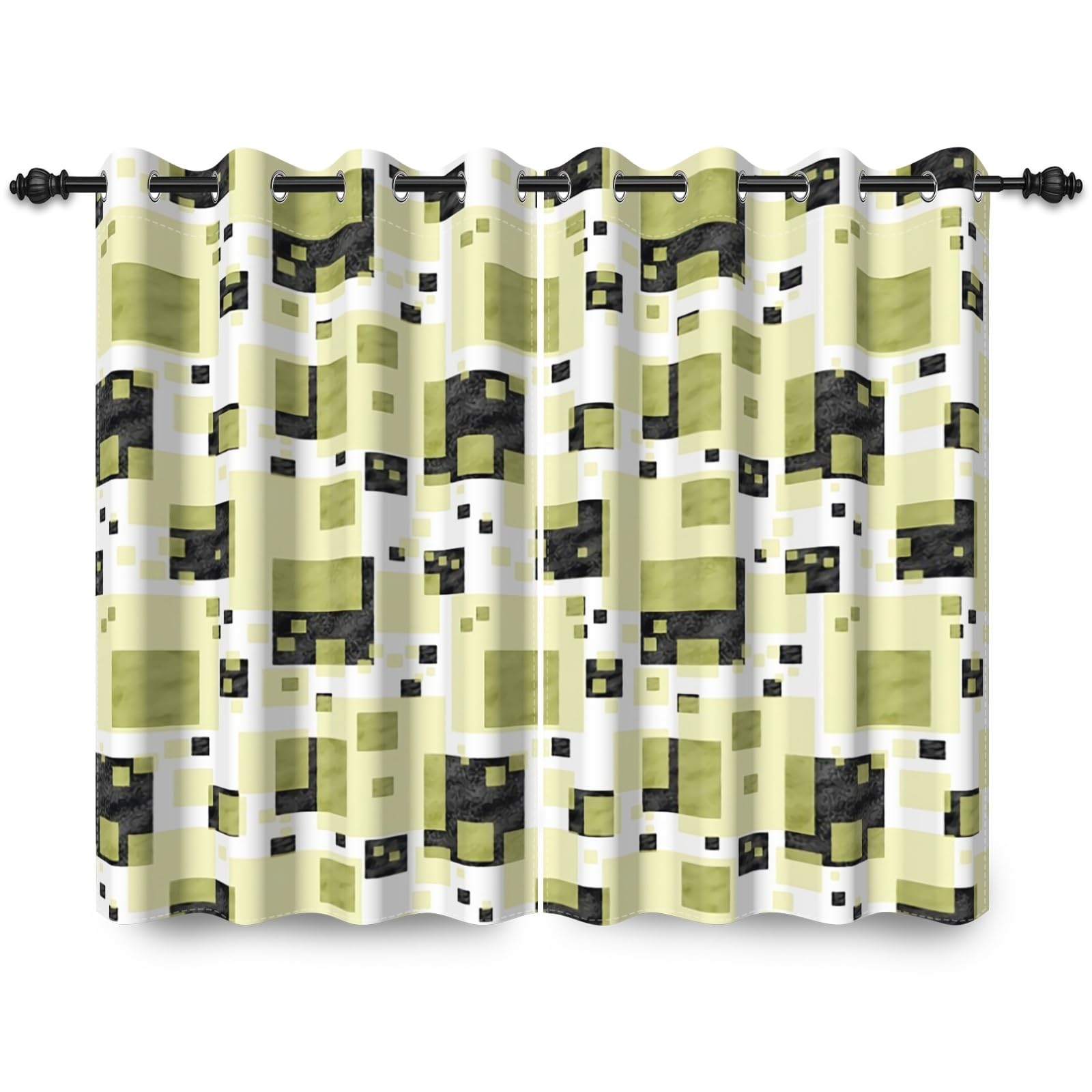 107x160cm Tenda con occhielli geometrica astratta Verde Ombre Rettangolo Motivo artistico Divisori per ambienti Oscurante Tende per finestre Camera letto Soggiorno Ufficio,2 pannello singolo