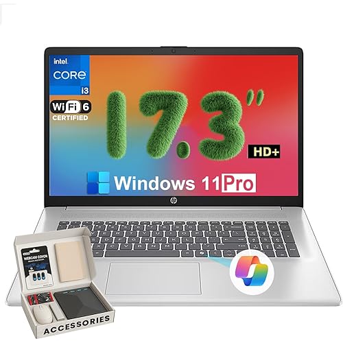 HP 2025 17-inch Laptop Computer - Intel 8-Core i3-N305, 17.3" HD+ Anti-Glare Display, Win 11 Pro, Ai Copilot, Numeric keypad, HDMI, Wi-Fi 6, for Business & Student, w/Accessories(32GB RAM | 1TB SSD)