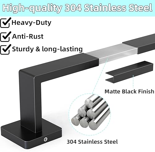 Miniatura 2 de Toallero de baño de 24 pulgadas, toalleros de 24 pulgadas para montaje en pared de baño, organizador de toallas de mano de acero inoxidable 304,