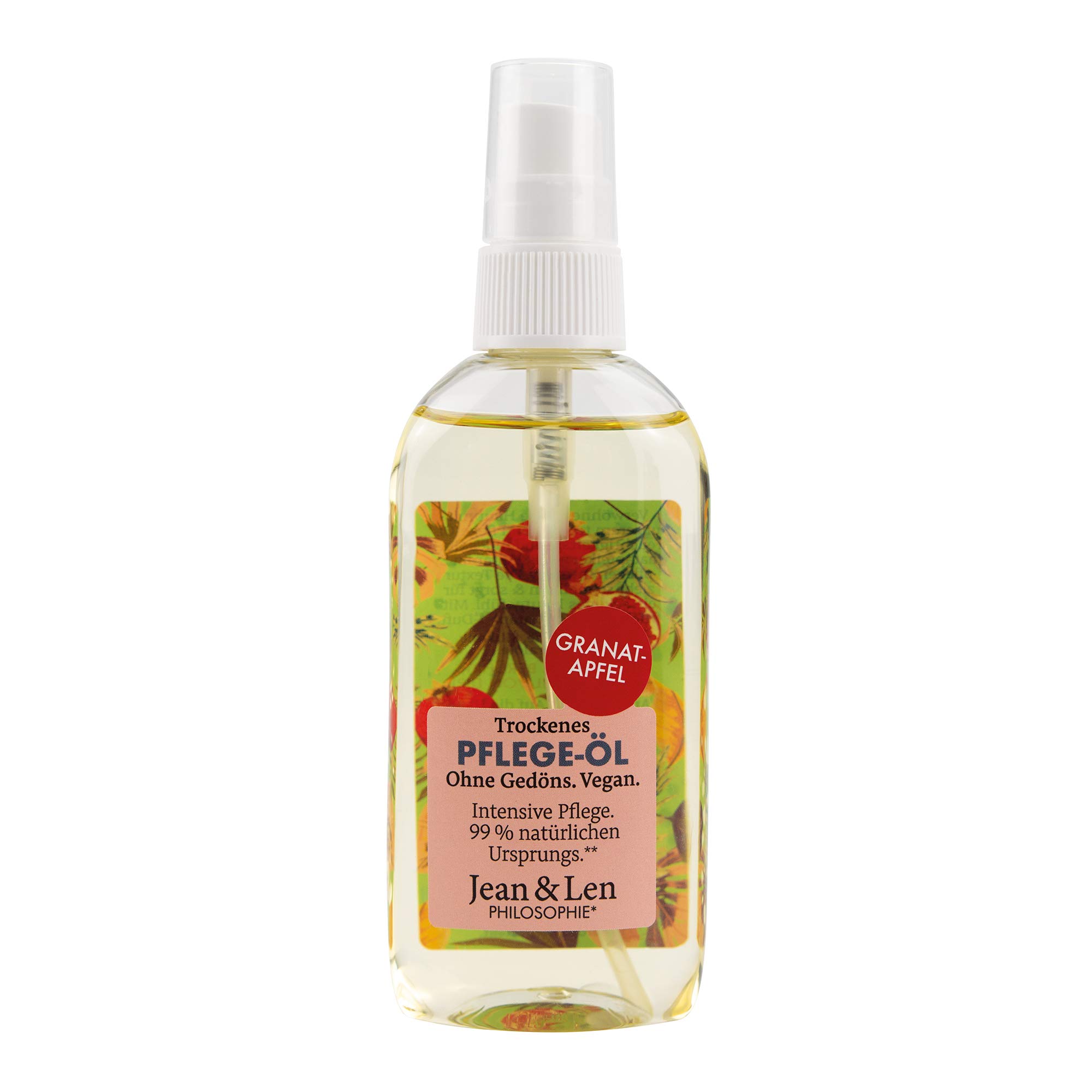 Jean & LenNourishing Dry Oil Pomegranate, for the Body and Face, Intensively Nourishes & Absorbs Quickly, Also Suitable for the Hair Tips, Skin Oil, Parabens & Silicones, Vegan, 100 ml